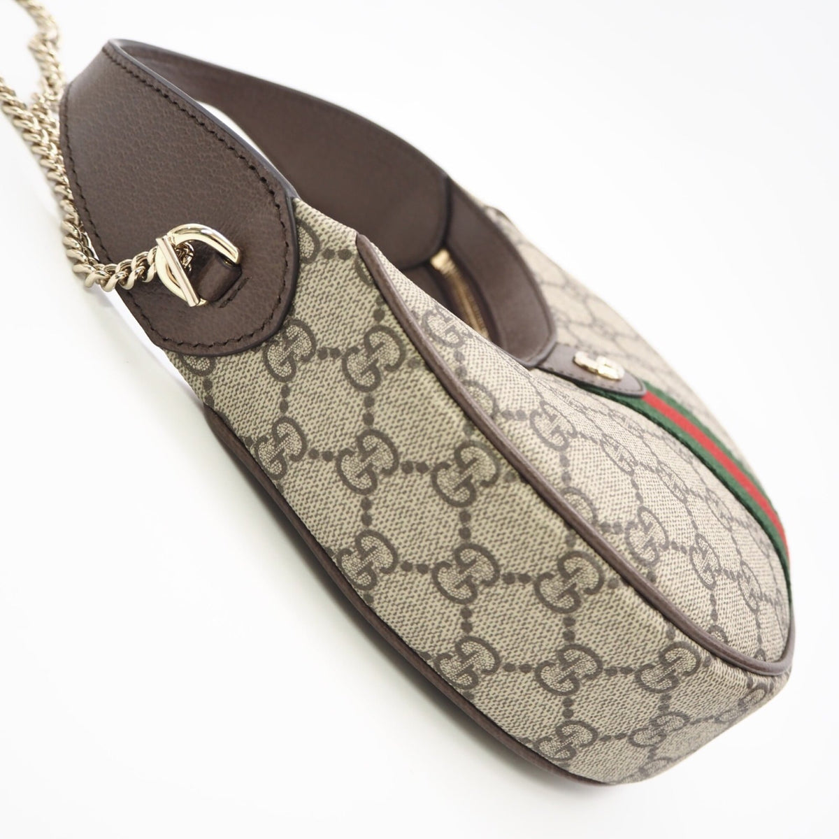 Gucci Beige Green Red Color Coated Canvas Leather Handbag Shoulder Bag (Pre-Owned)