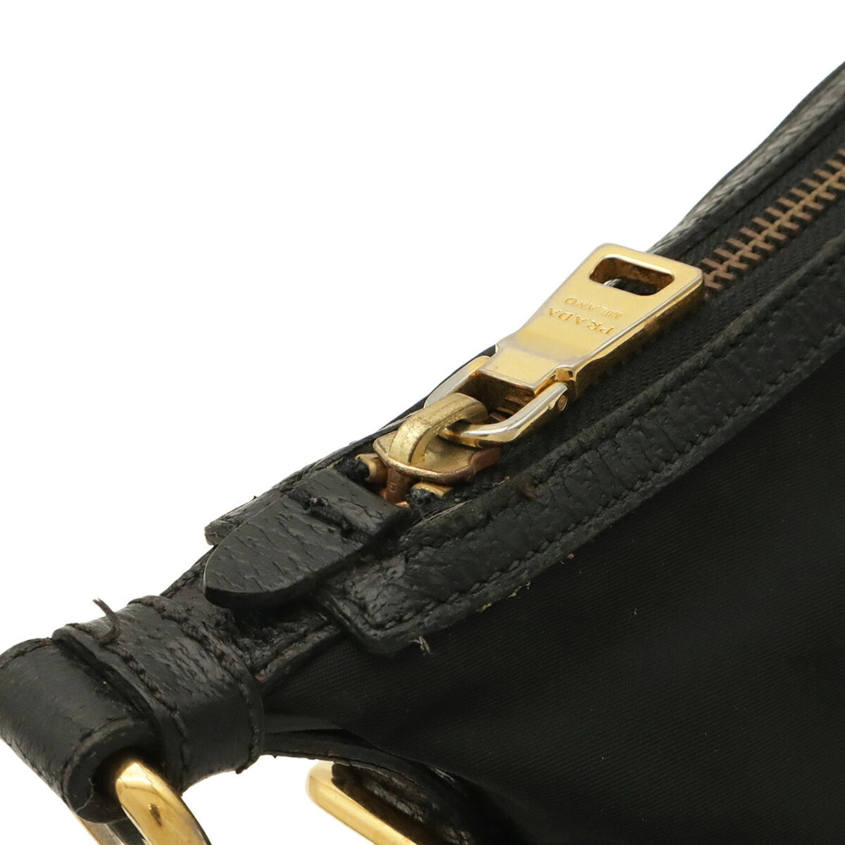 Prada Black Nero Nylon Leather Shoulder Bag (Pre-Owned)