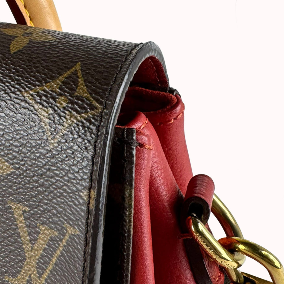 Louis Vuitton Brown Monogram Red Color Monogram Leather Shoulder Bag (Pre-Owned)
