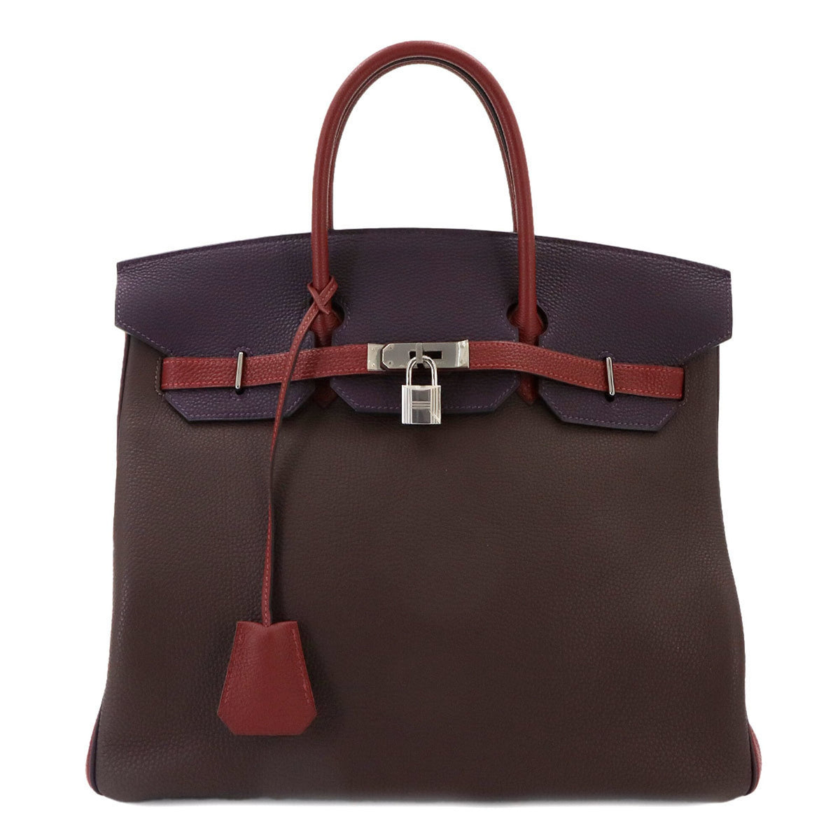 Hermes Chocolat Raisin Rouge H Togo Leather Handbag (Pre-Owned)