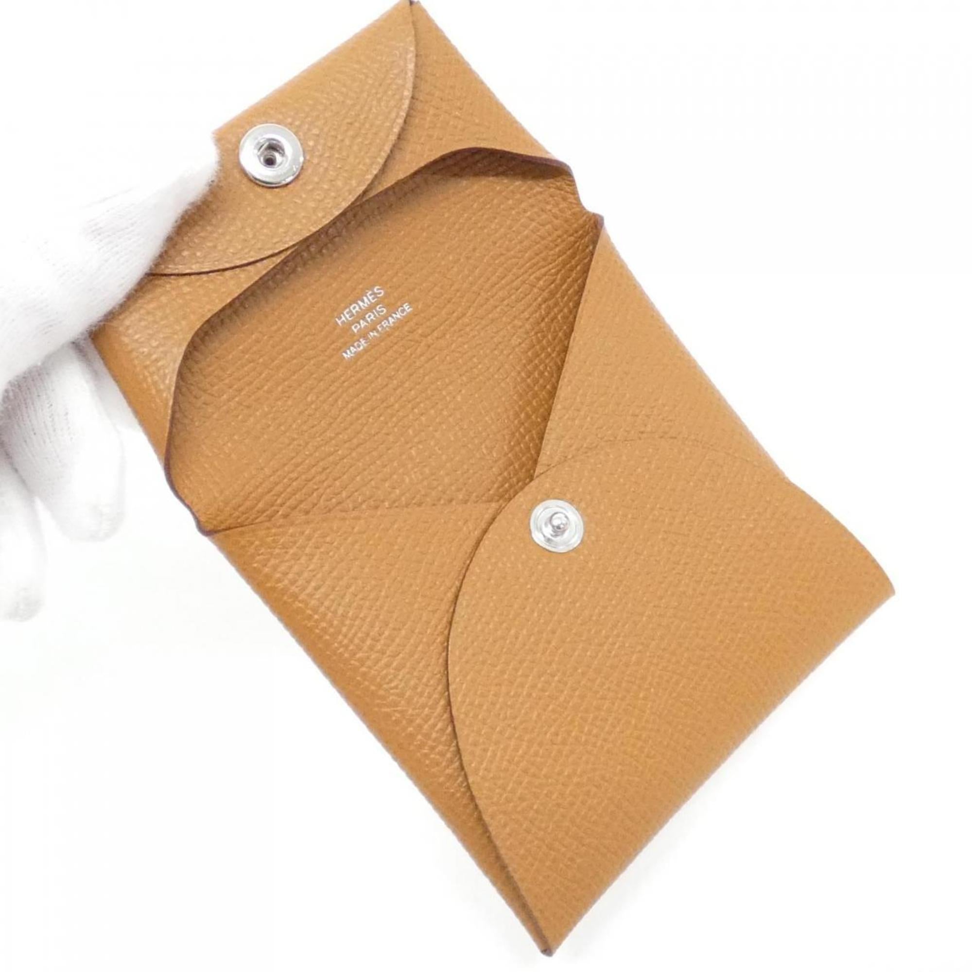 Hermes Bastia Gold Epsom Leather Coin Purse/Coin Case (Pre-Owned)