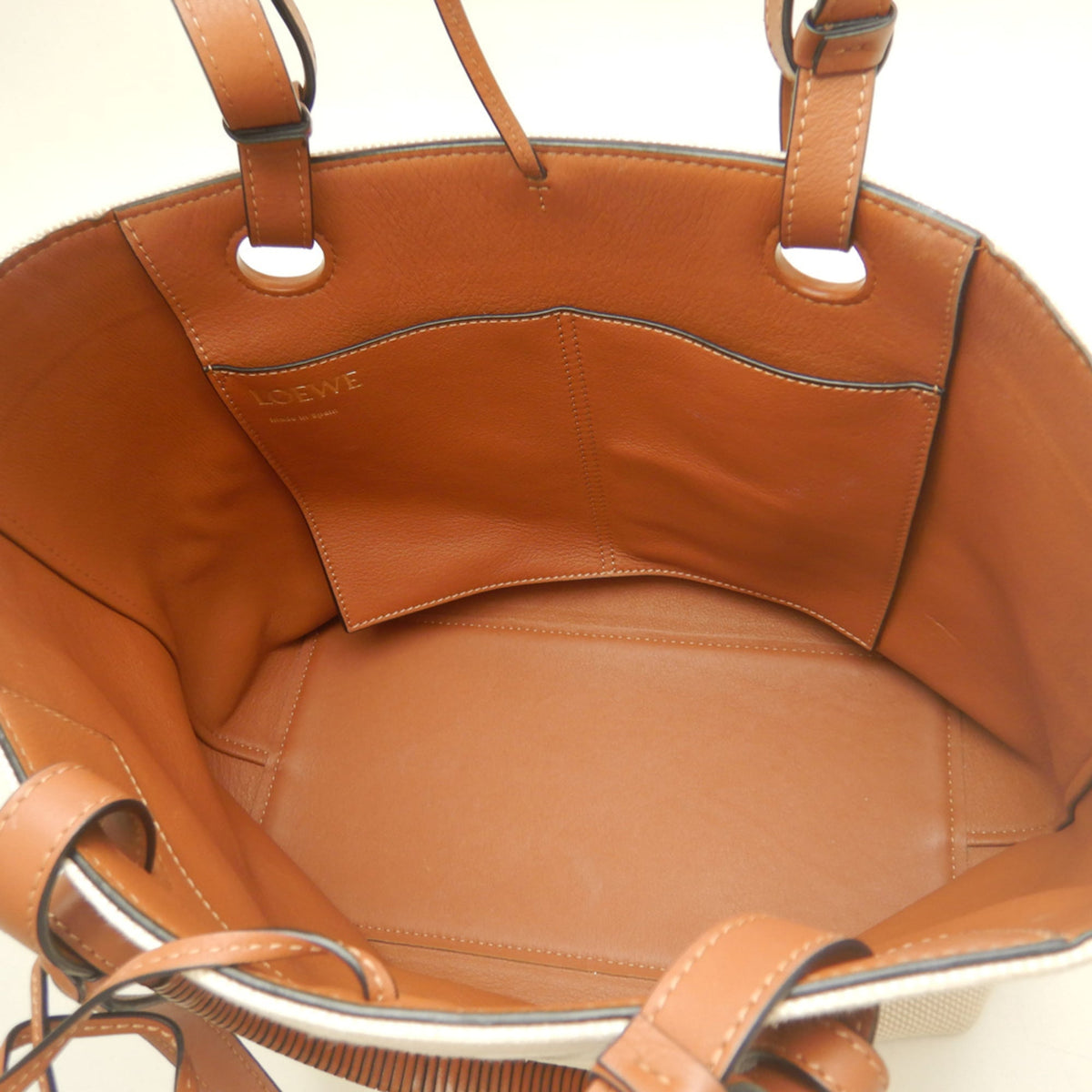 Loewe Beige Brown Canvas Leather Tote Bag (Pre-Owned)