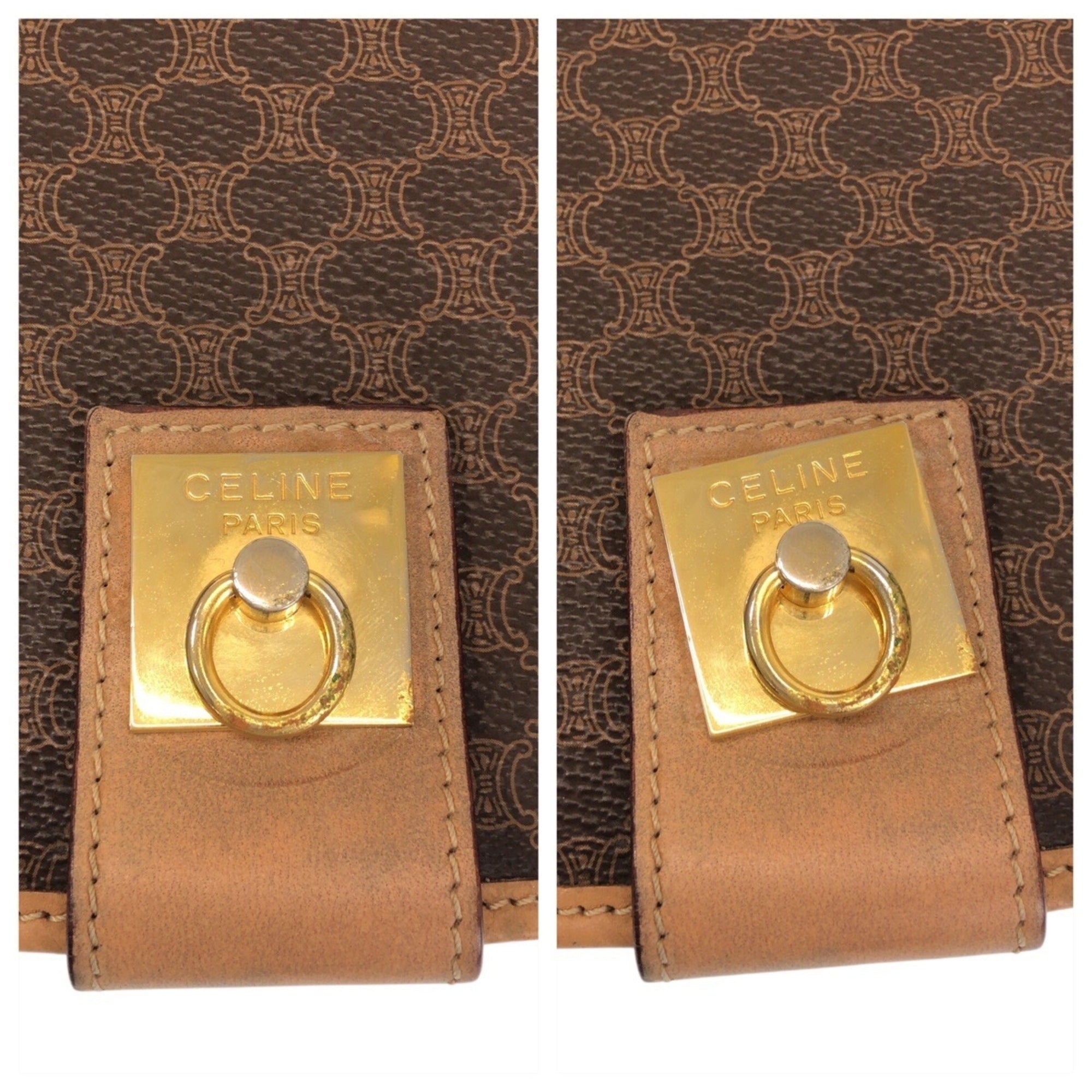 Celine Brown Pvc Leather Pochette Shoulder Bag (Pre-Owned)