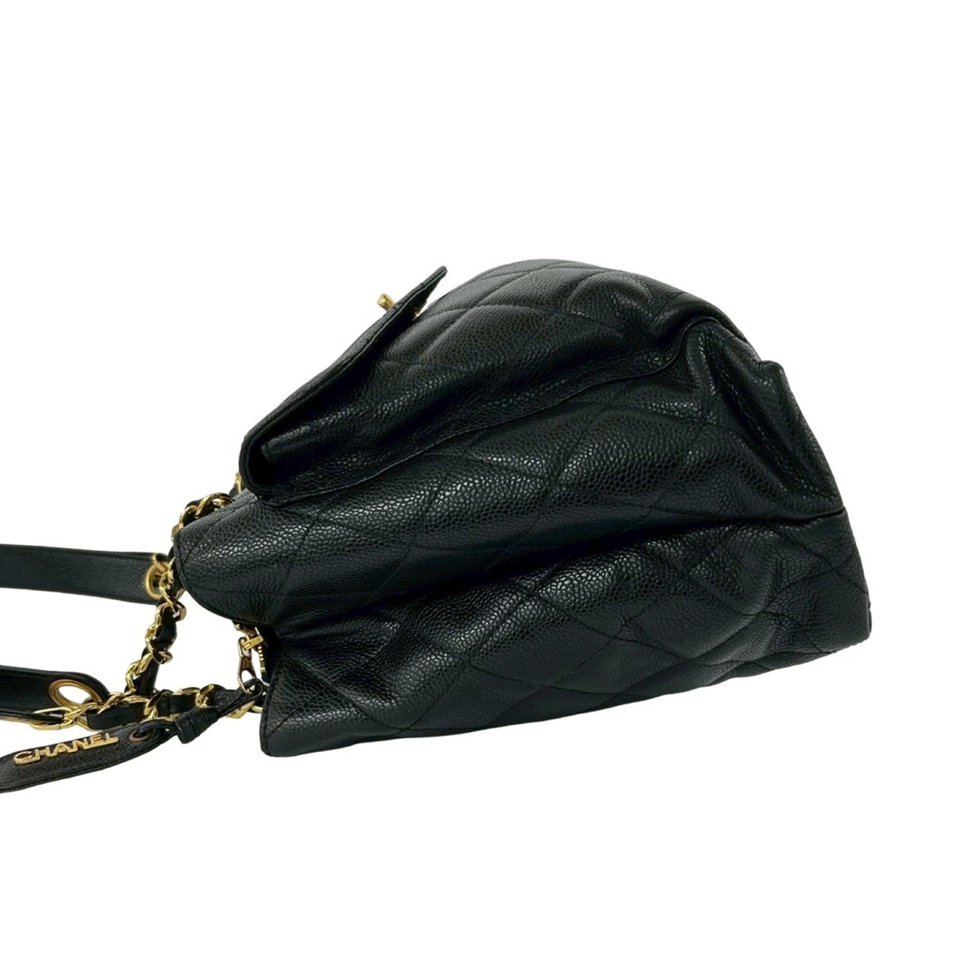 Chanel Black Grained Calfskin Shoulder Bag Tote Bag (Pre-Owned)