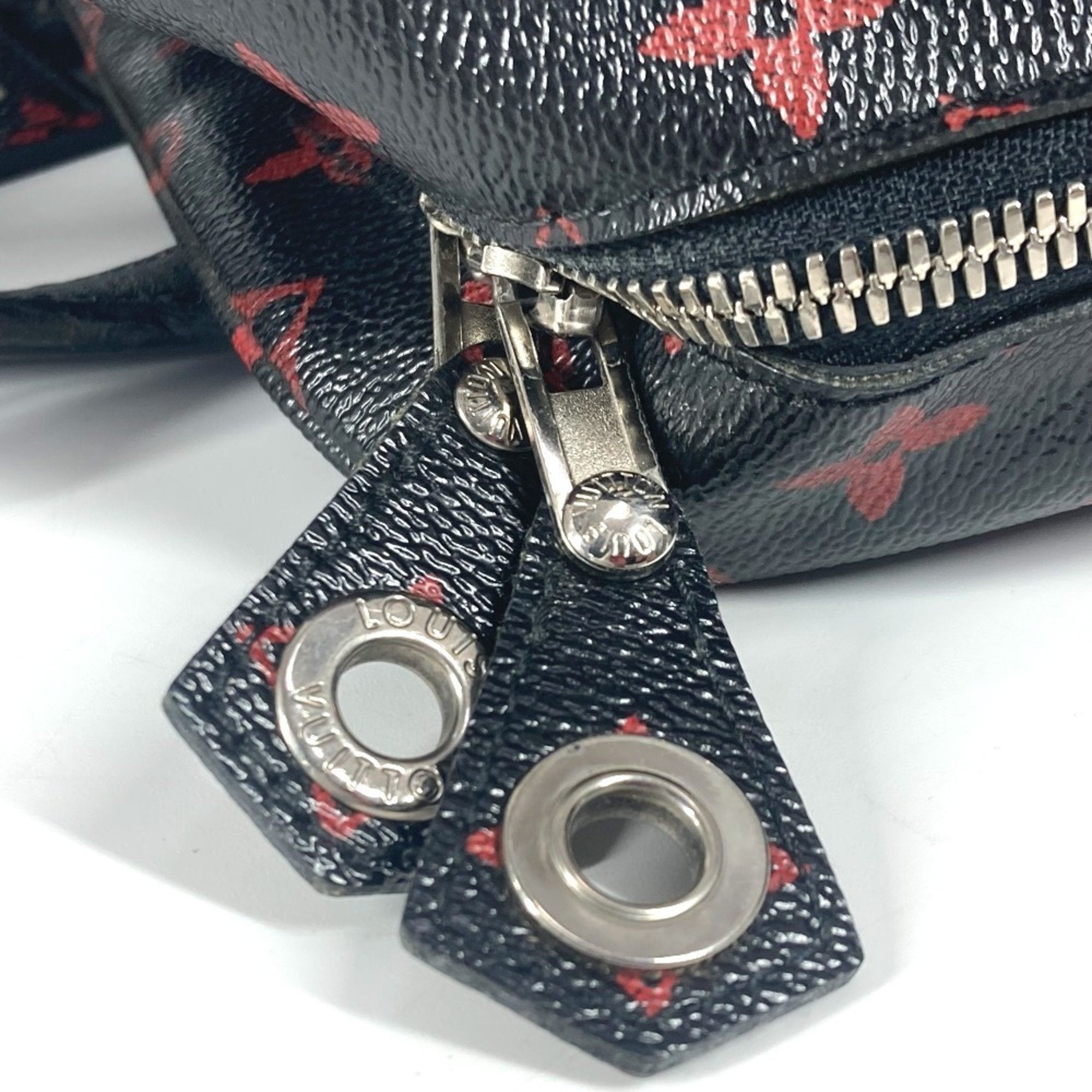 Louis Vuitton Black Red Color Monogram Handbag Shoulder Bag (Pre-Owned)