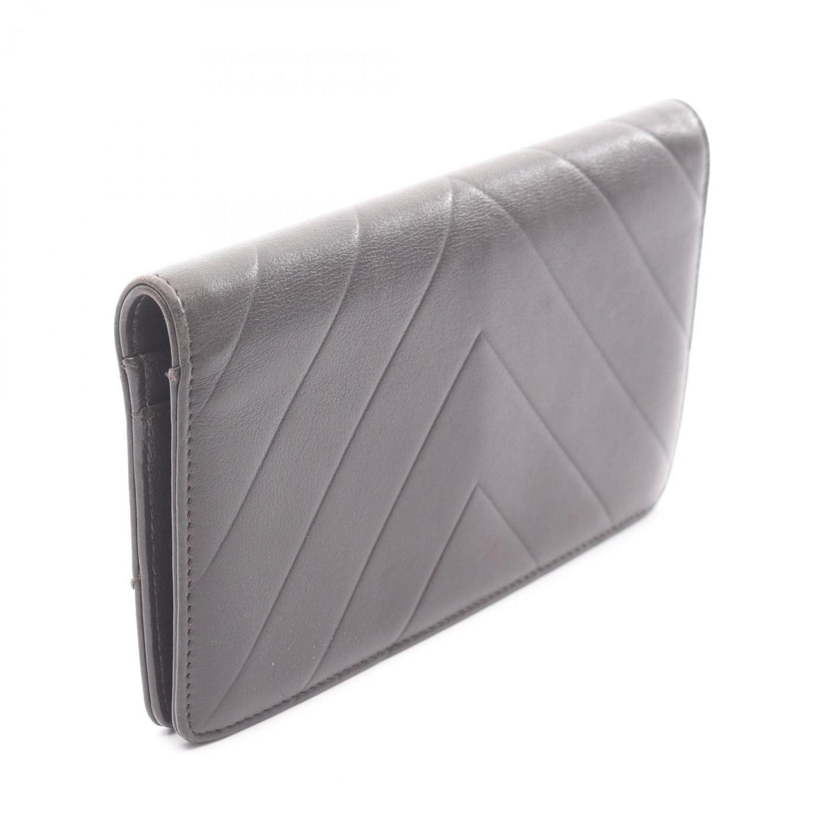 Chanel Brown Leather Long Wallet (Bi-Fold) (Pre-Owned)