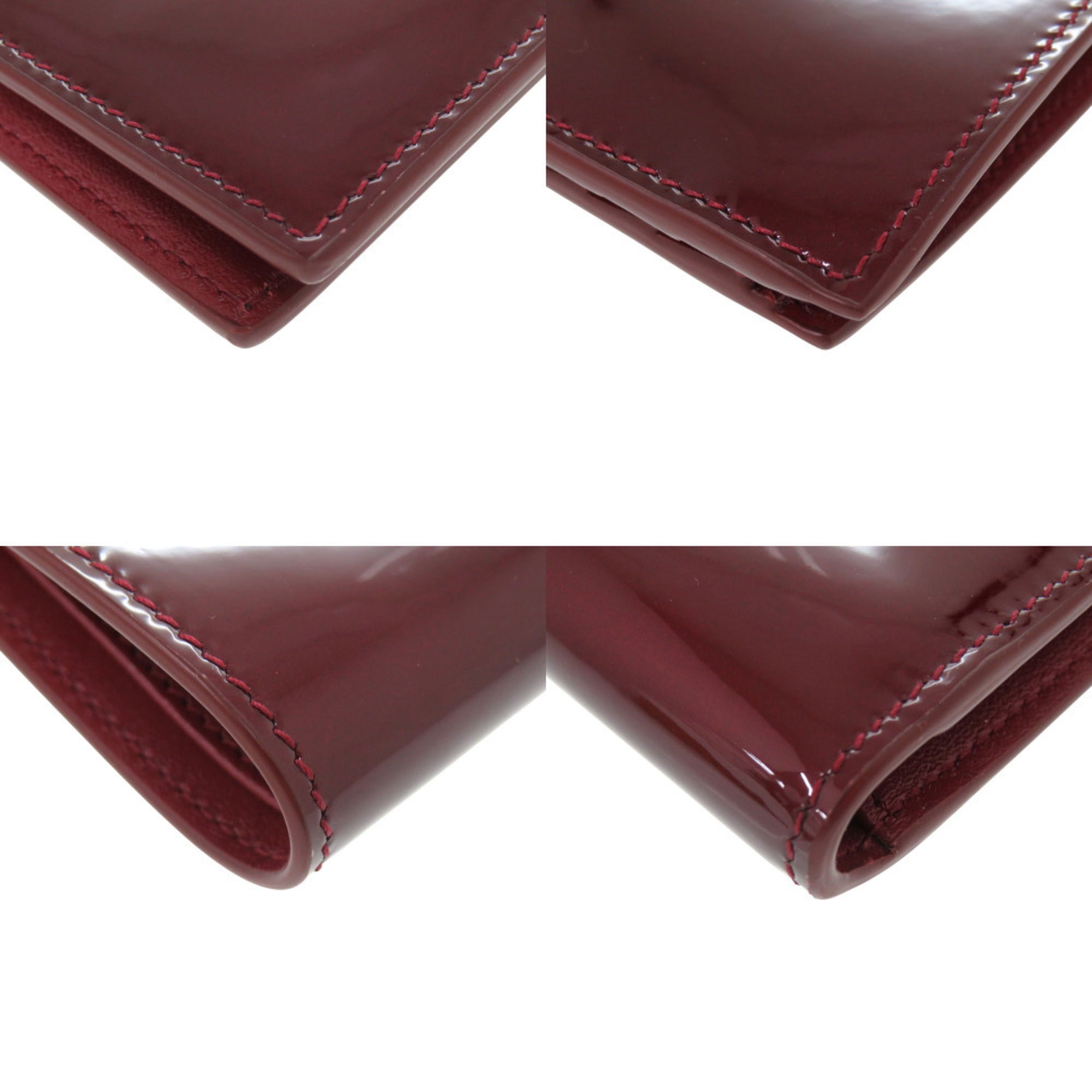 Yves Saint Laurent Bordeaux Red Color Patent Leather Wallet (Bi-Fold) (Pre-Owned)