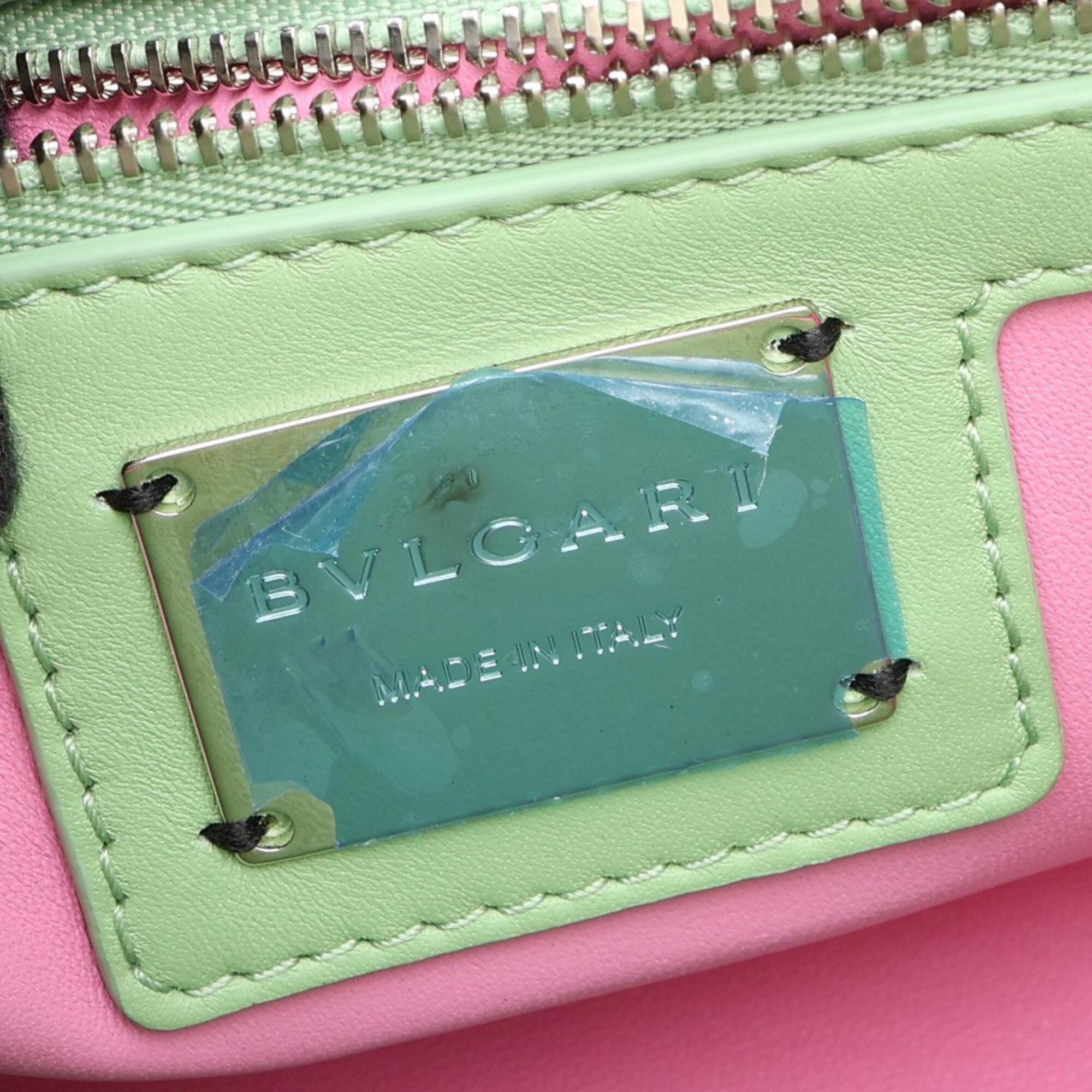 Bvlgari Green Leather Handbag Shoulder Bag (Pre-Owned)
