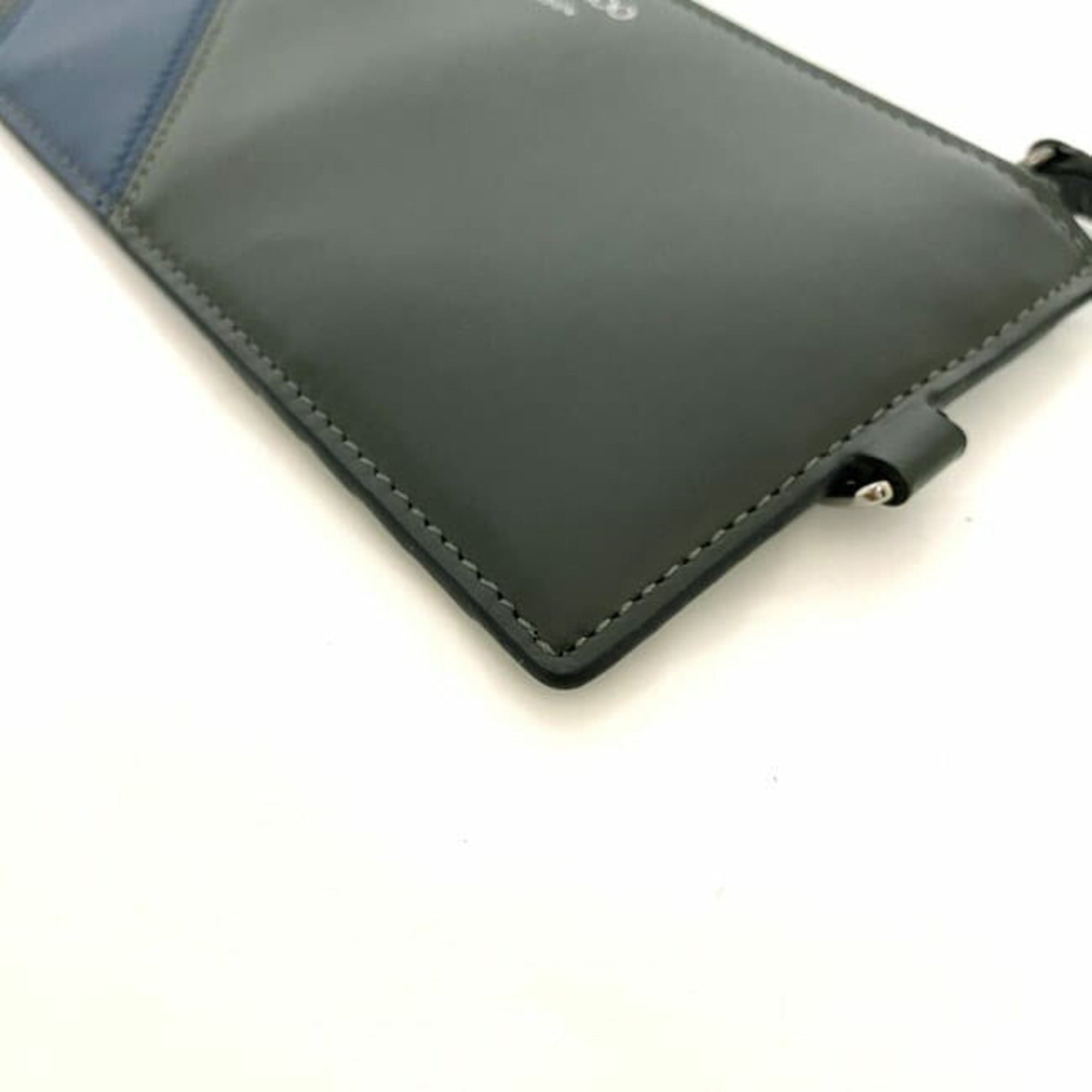 Jimmy Choo Khaki Navy Leather Coin Purse/Coin Case (Pre-Owned)