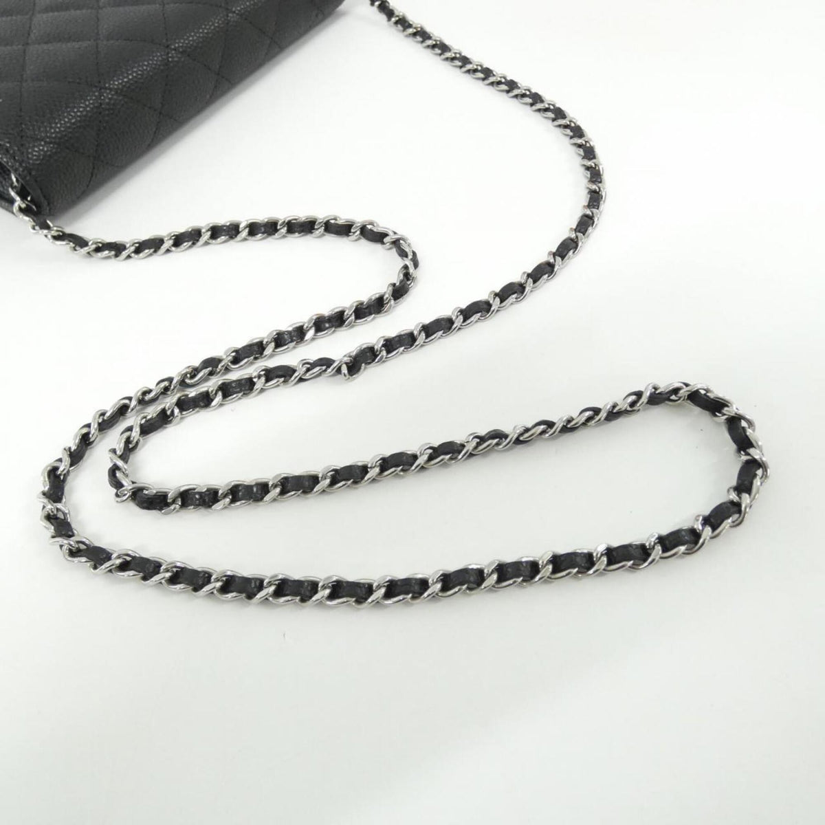 Chanel Black Grained Calfskin Chain/Shoulder Wallet (Pre-Owned)