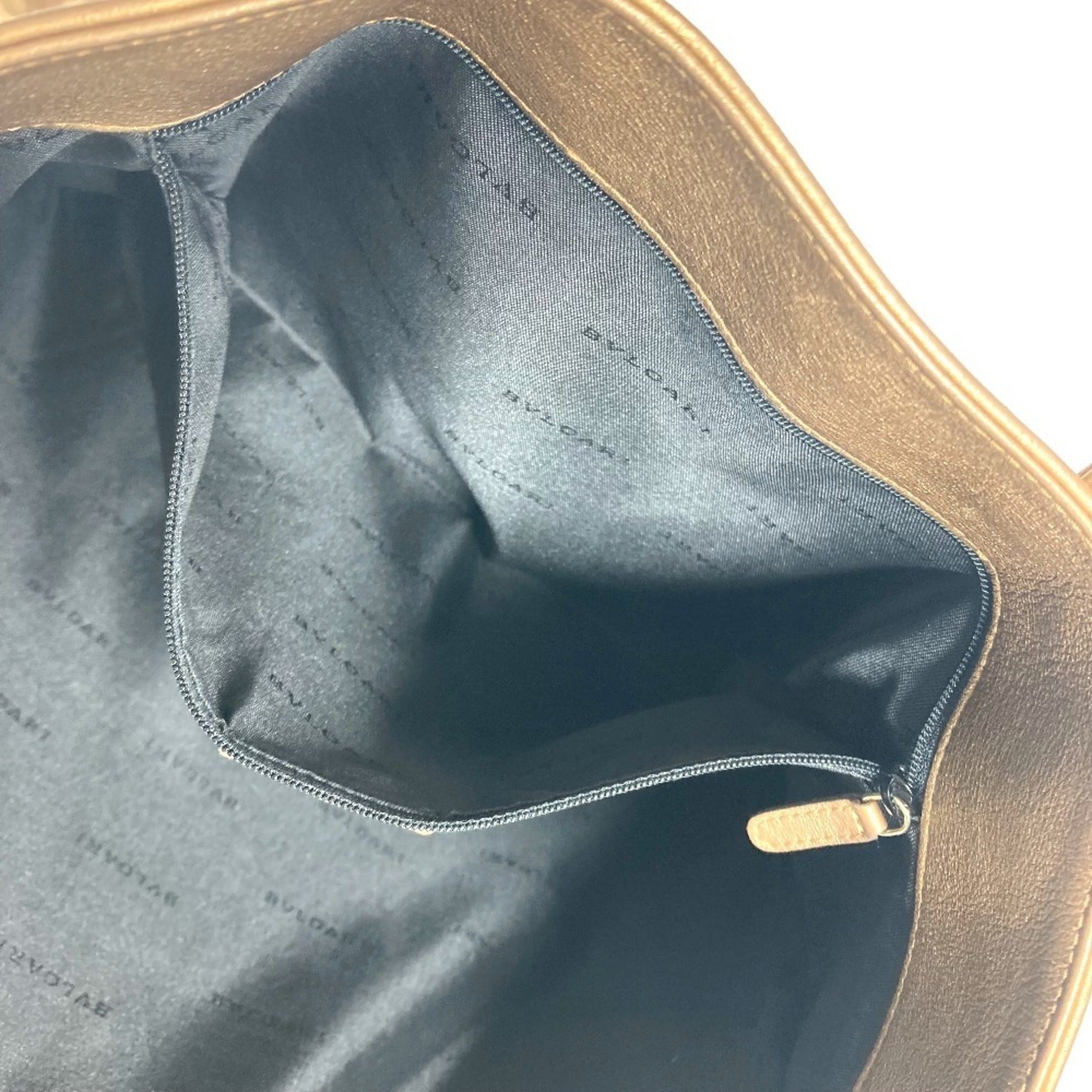 Bvlgari Gold Leather Handbag Tote Bag (Pre-Owned)