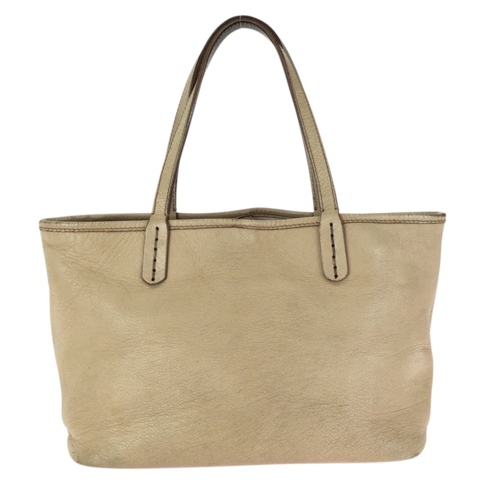 Bvlgari Beige Leather Handbag Tote Bag (Pre-Owned)