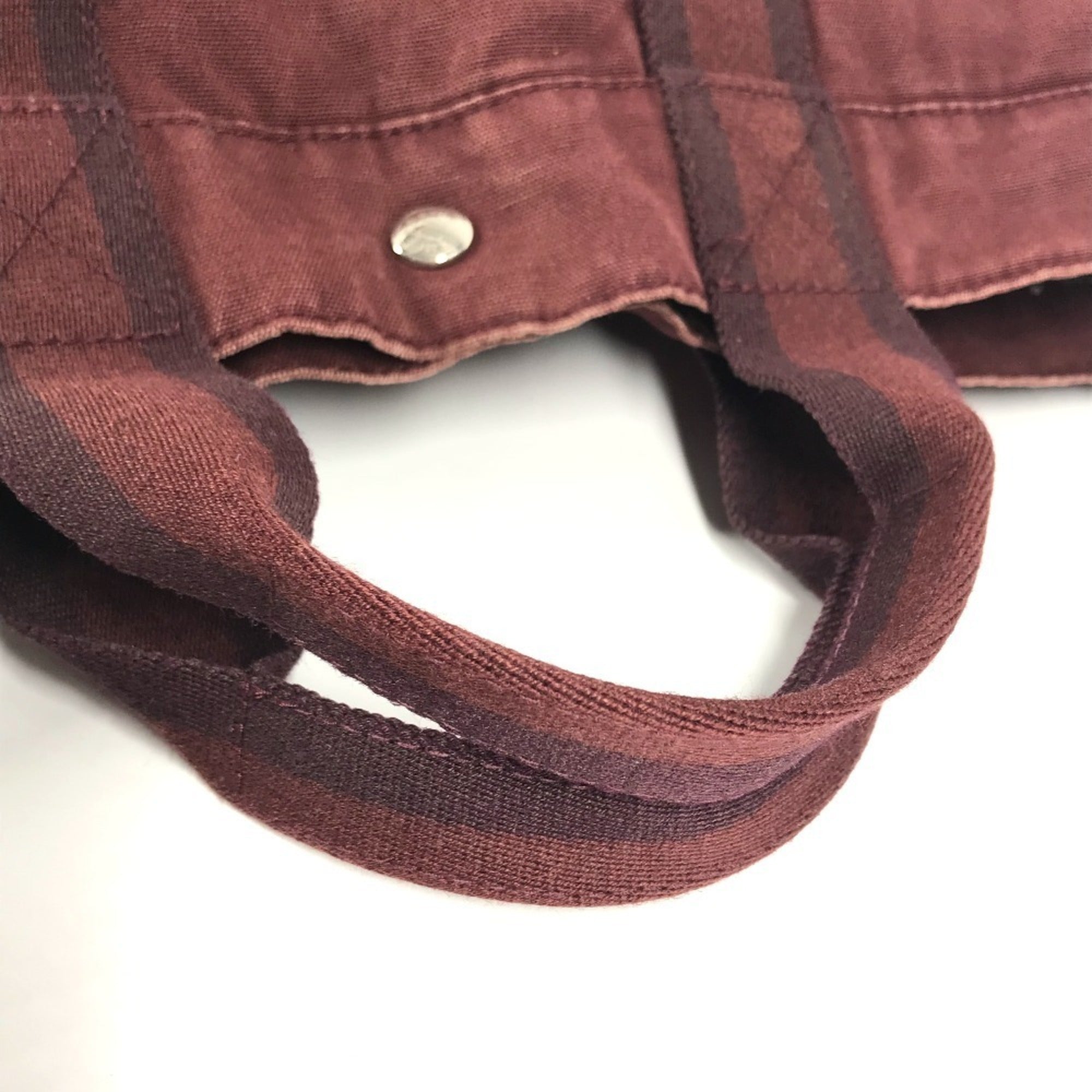 Hermes Red Color Wine Canvas Leather Handbag Tote Bag (Pre-Owned)