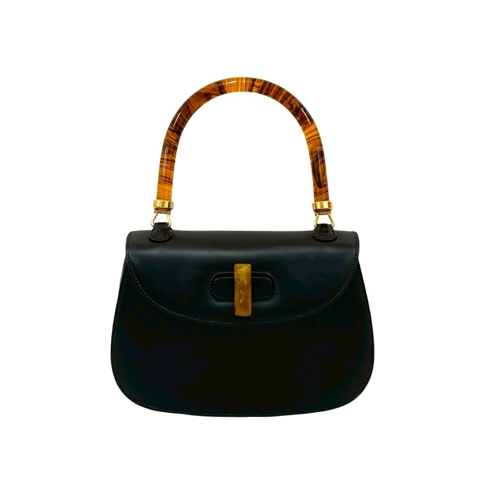 Gucci Black Leather Handbag Tote Bag (Pre-Owned)