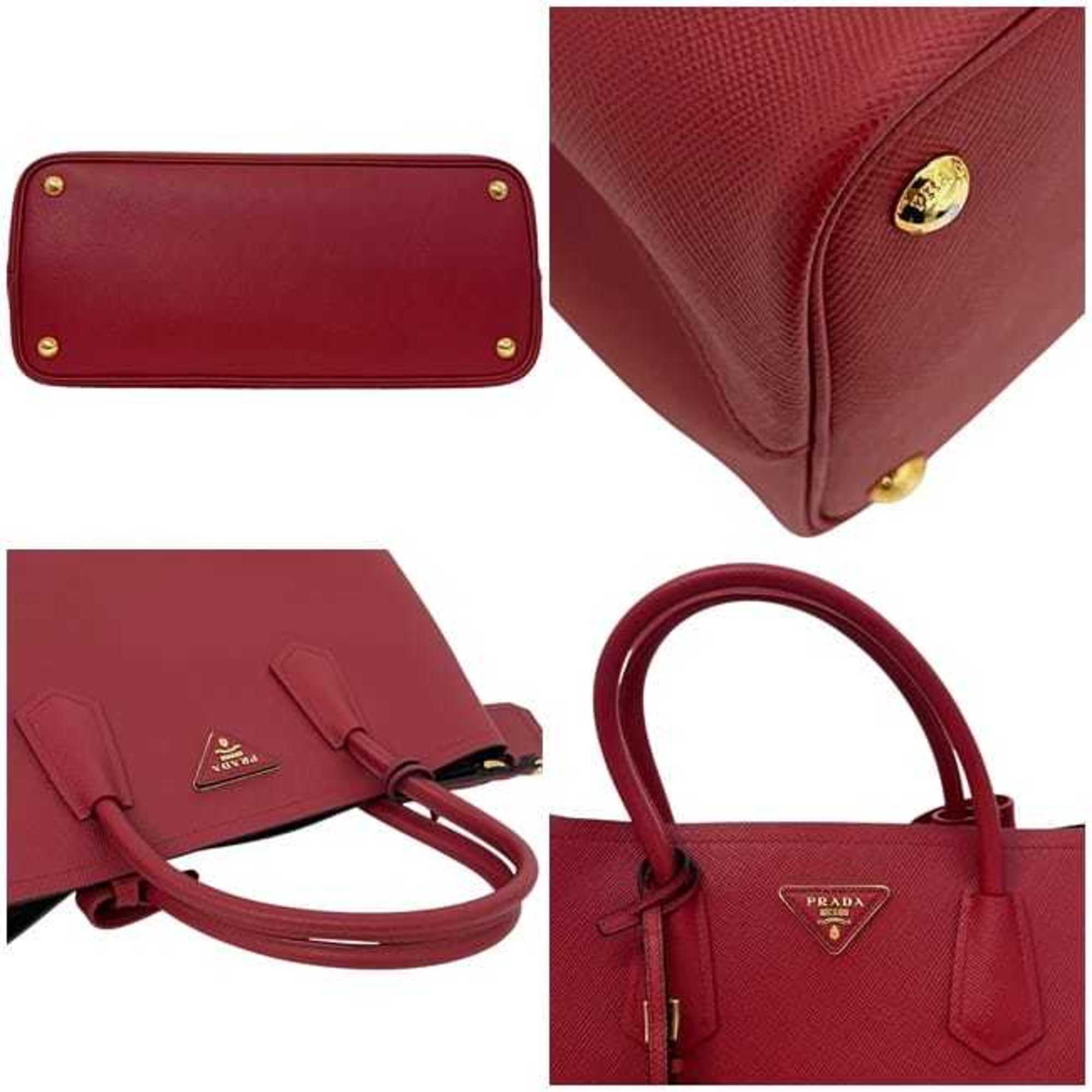 Prada Fuoco Red Color Saffiano Triangle Tote Bag (Pre-Owned)