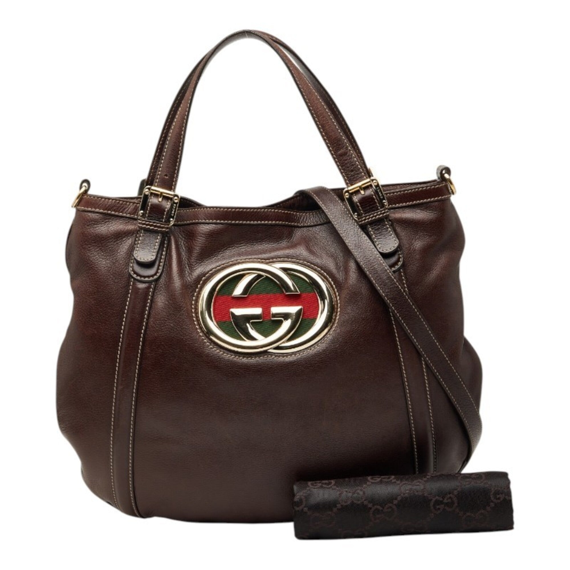 Gucci Brown Leather Shoulder Bag (Pre-Owned)