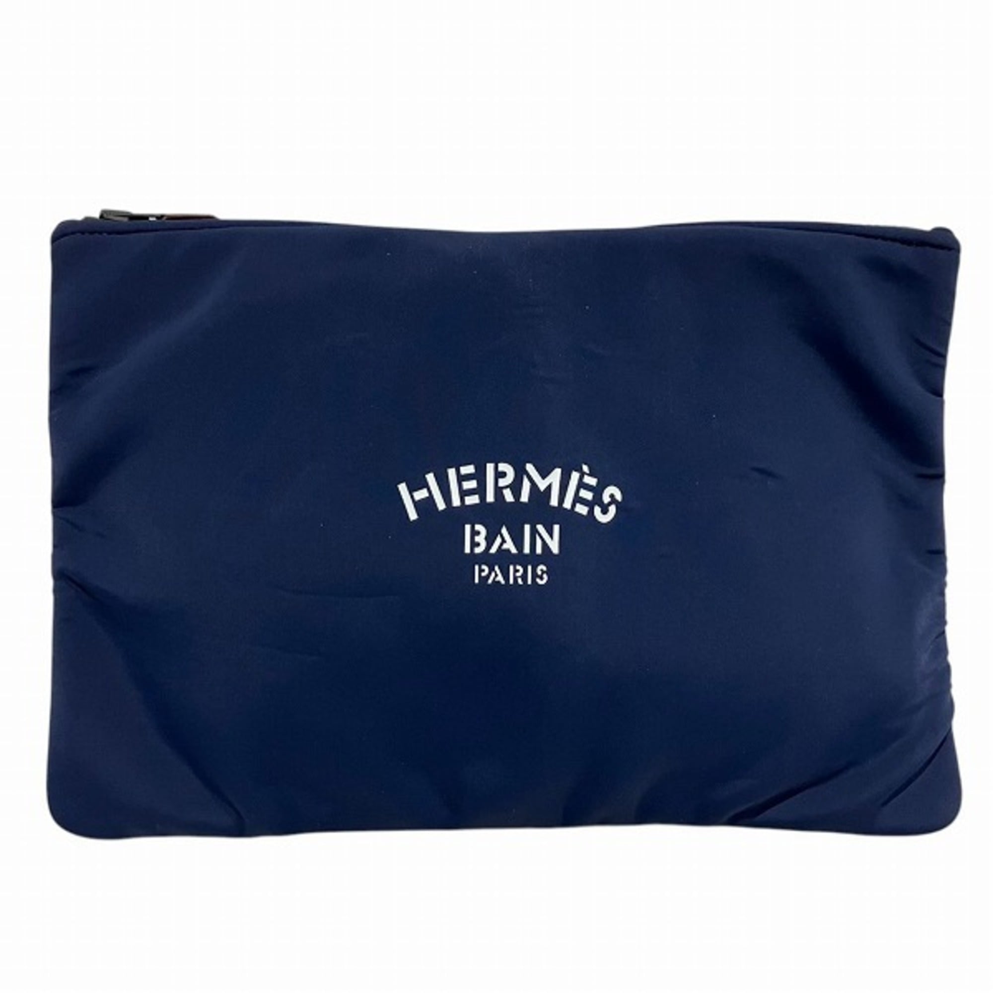 Hermes Navy Neoprene Clutch Bag Handbag (Pre-Owned)