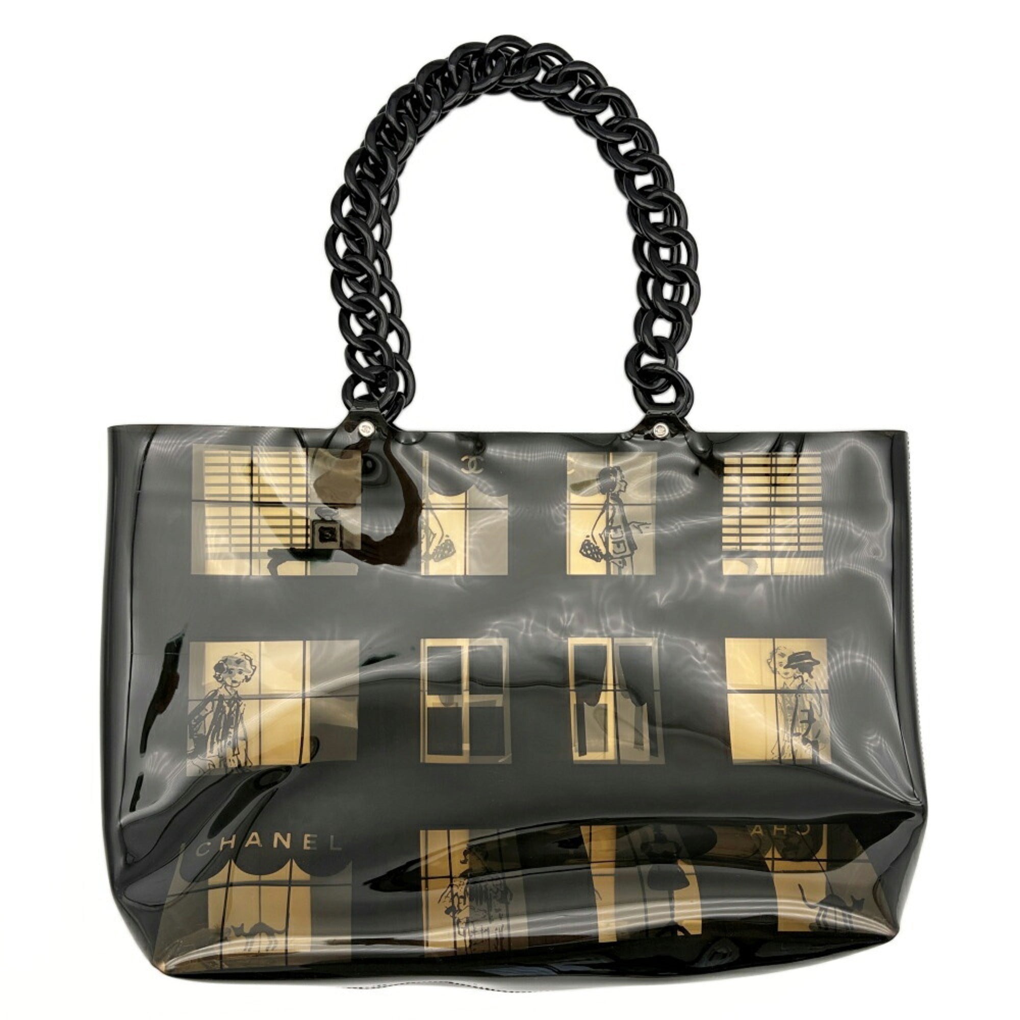 Chanel Black Clear Vinyl Plastic Tote Bag (Pre-Owned)