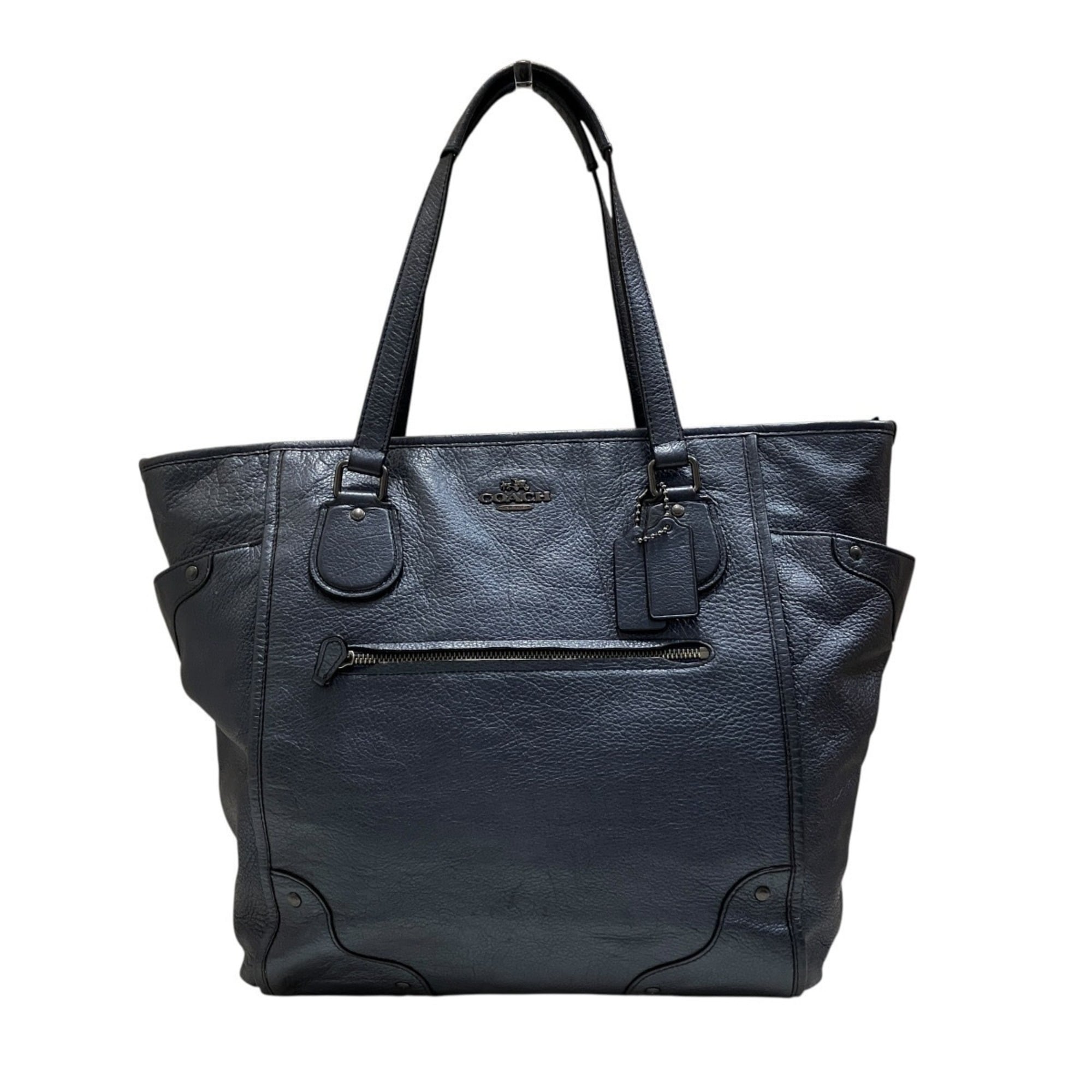 Coach Navy Leather Tote Bag (Pre-Owned)