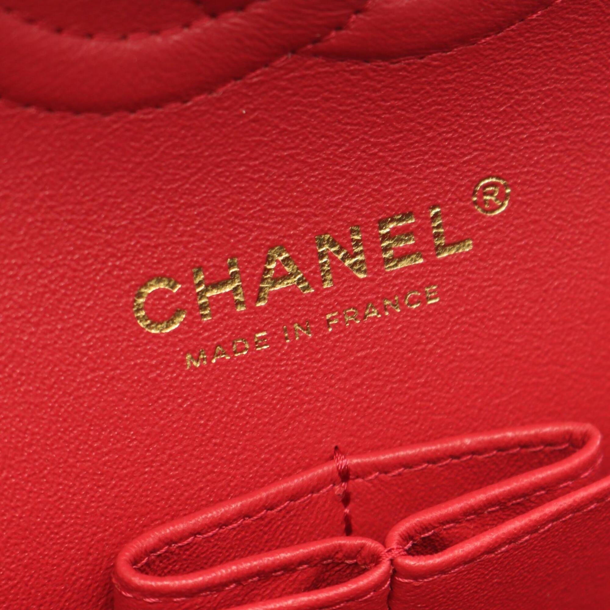Chanel Red Color Grained Calfskin Handbag Shoulder Bag (Pre-Owned)