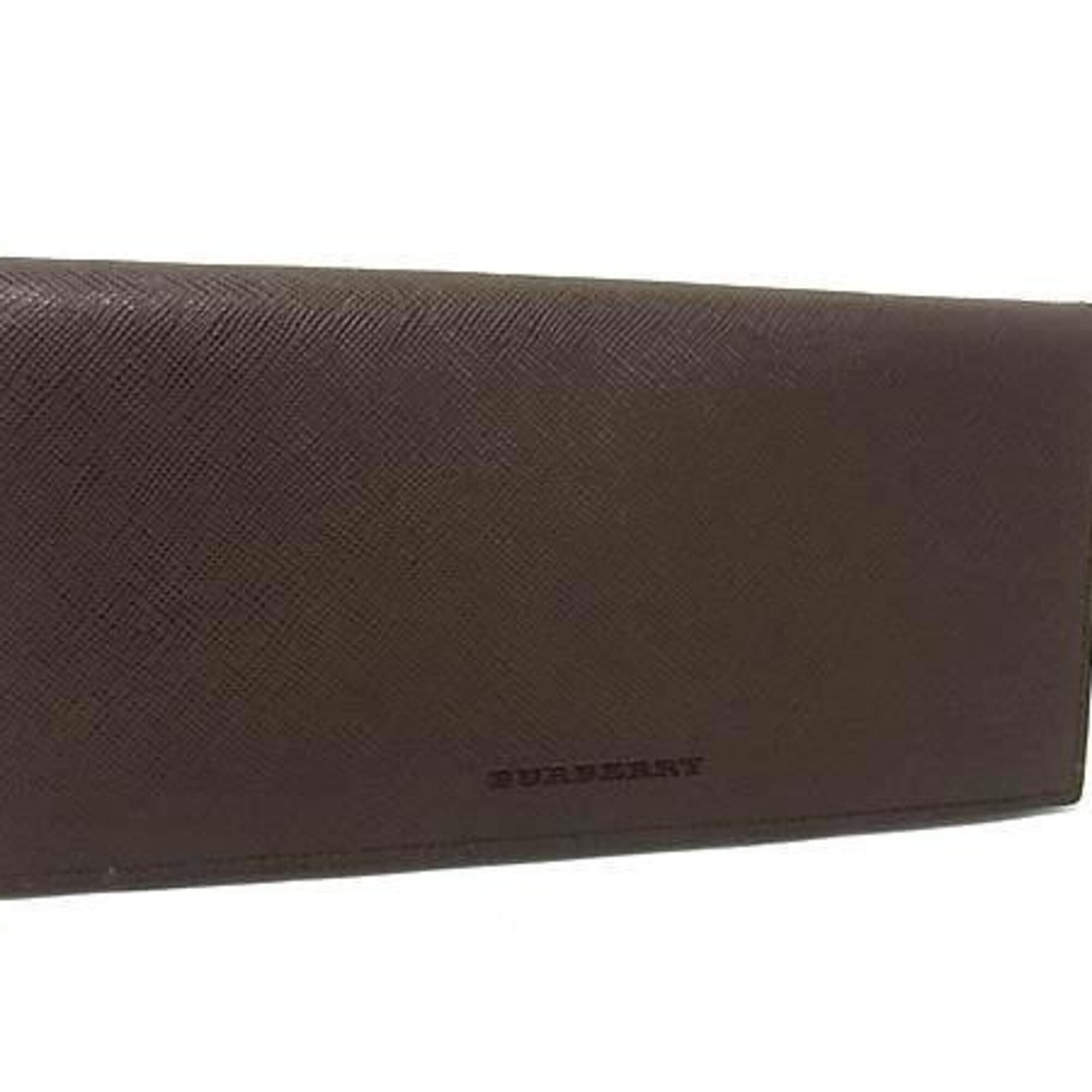 Burberry Dark Brown Leather Long Wallet (Bi-Fold) (Pre-Owned)