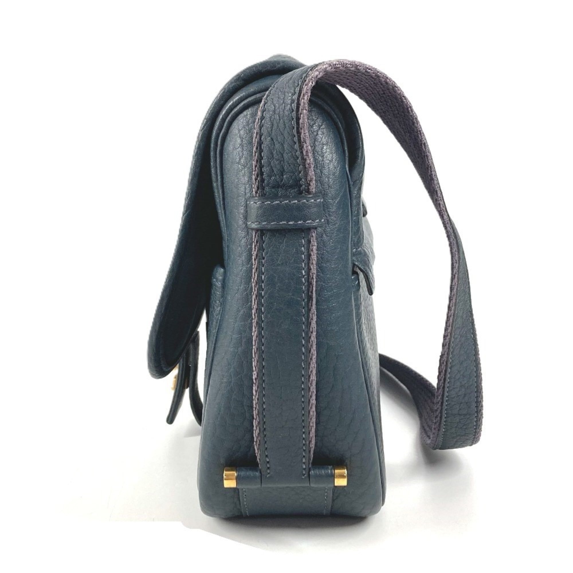 Hermes Navy Leather Shoulder Bag (Pre-Owned)