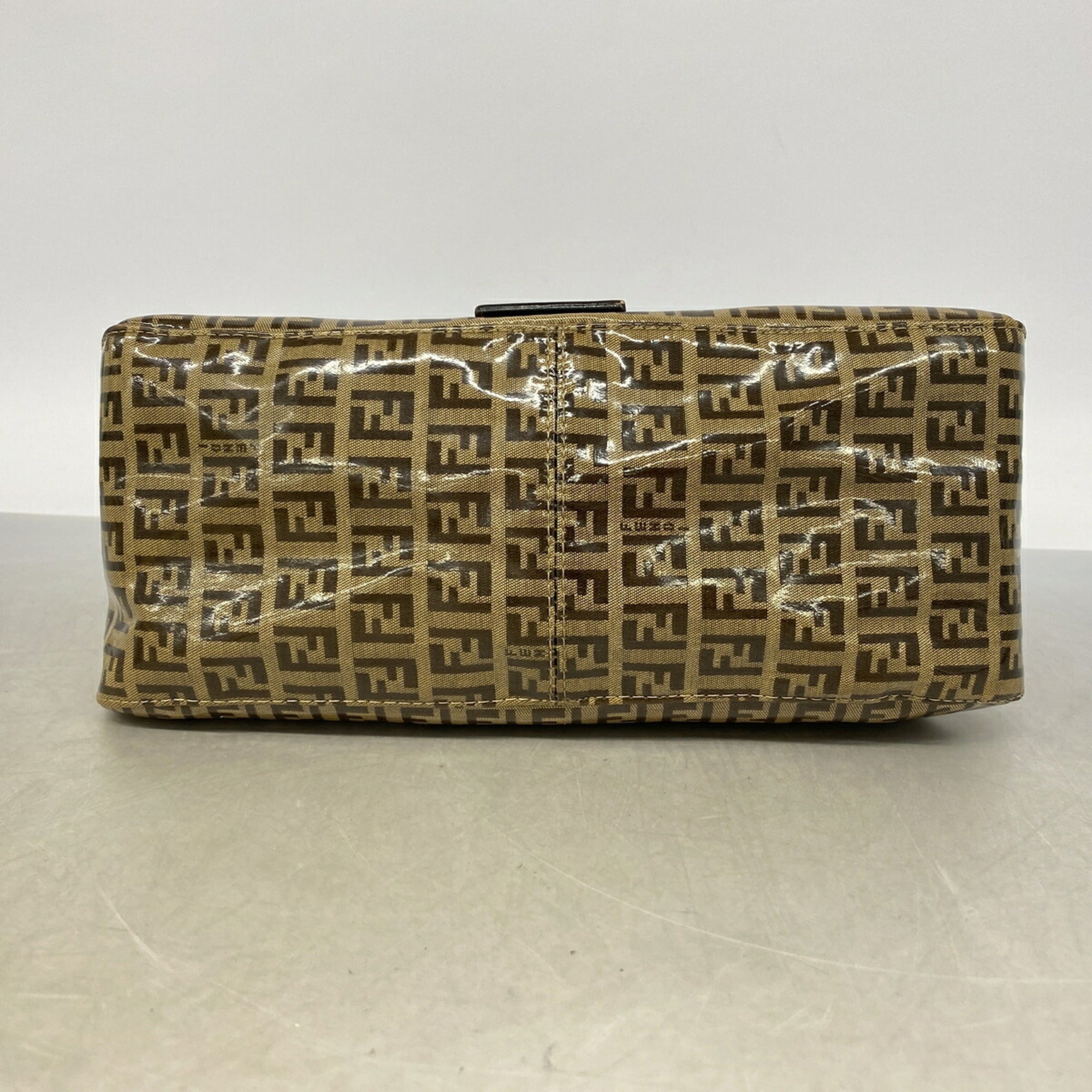 Fendi Beige Brown Coated Canvas Shoulder Bag (Pre-Owned)