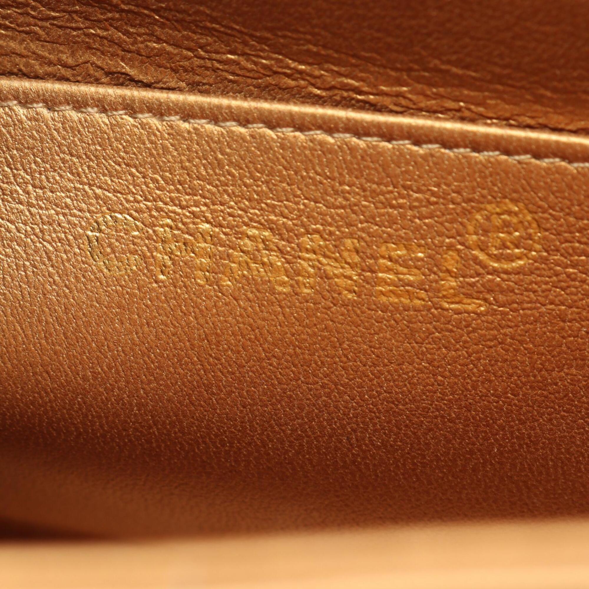 Chanel Gold Brown Leather Handbag Shoulder Bag (Pre-Owned)