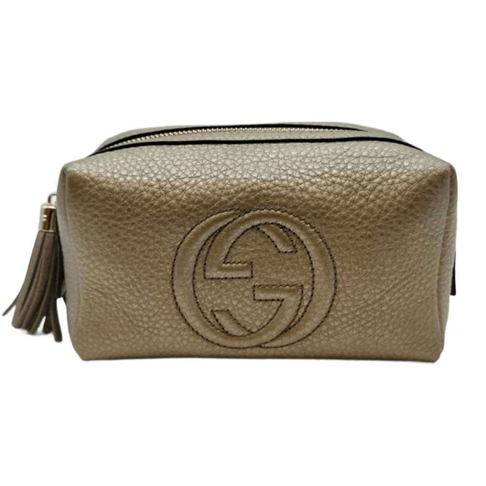 Gucci Soho Metallic Gold Leather Pouch (Pre-Owned)