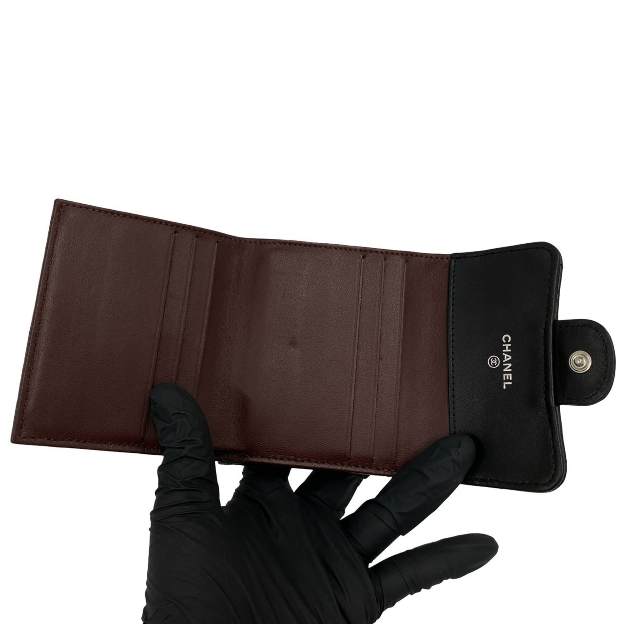 Chanel Black Leather Wallet (Tri-Fold) (Pre-Owned)