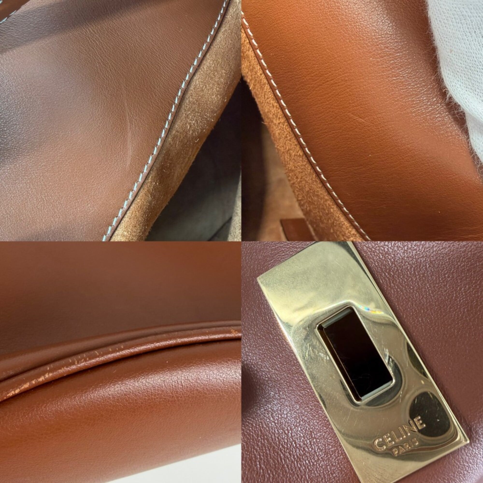 Celine Brown Leather Handbag Pouch Shoulder Bag (Pre-Owned)