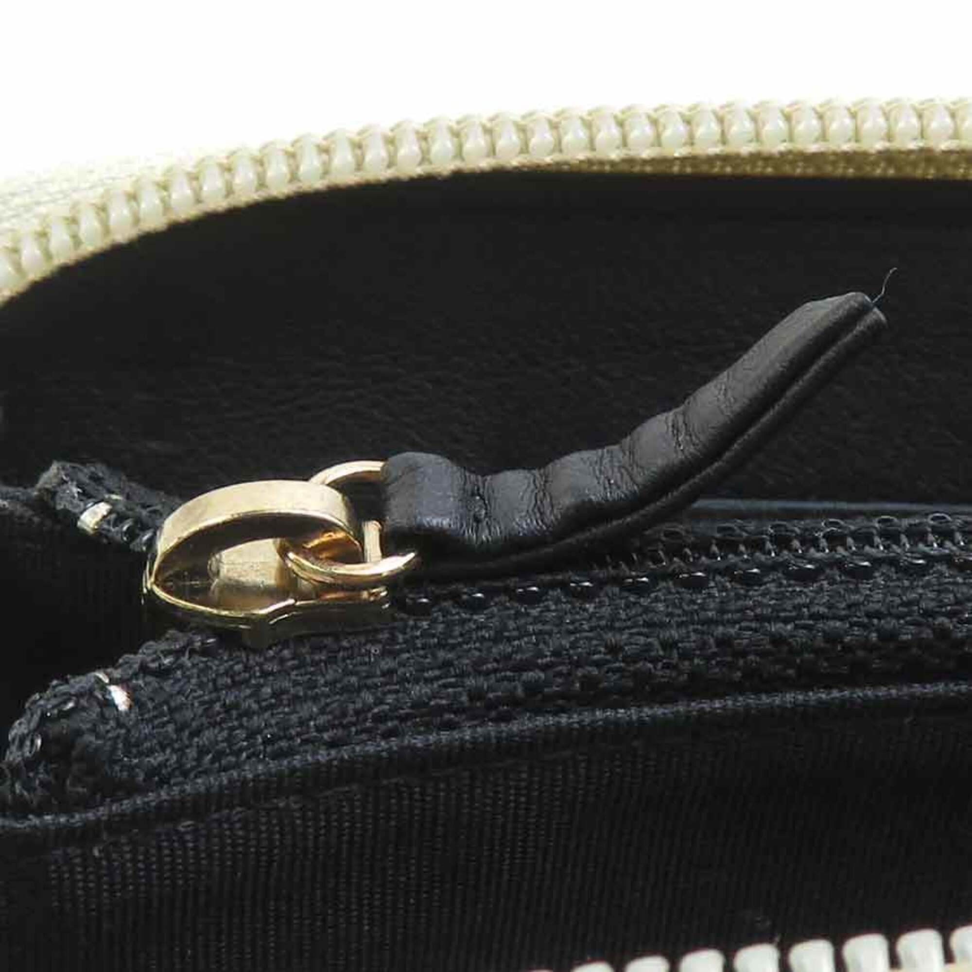 Chanel Gold Black Leather Long Wallet (Bi-Fold) (Pre-Owned)