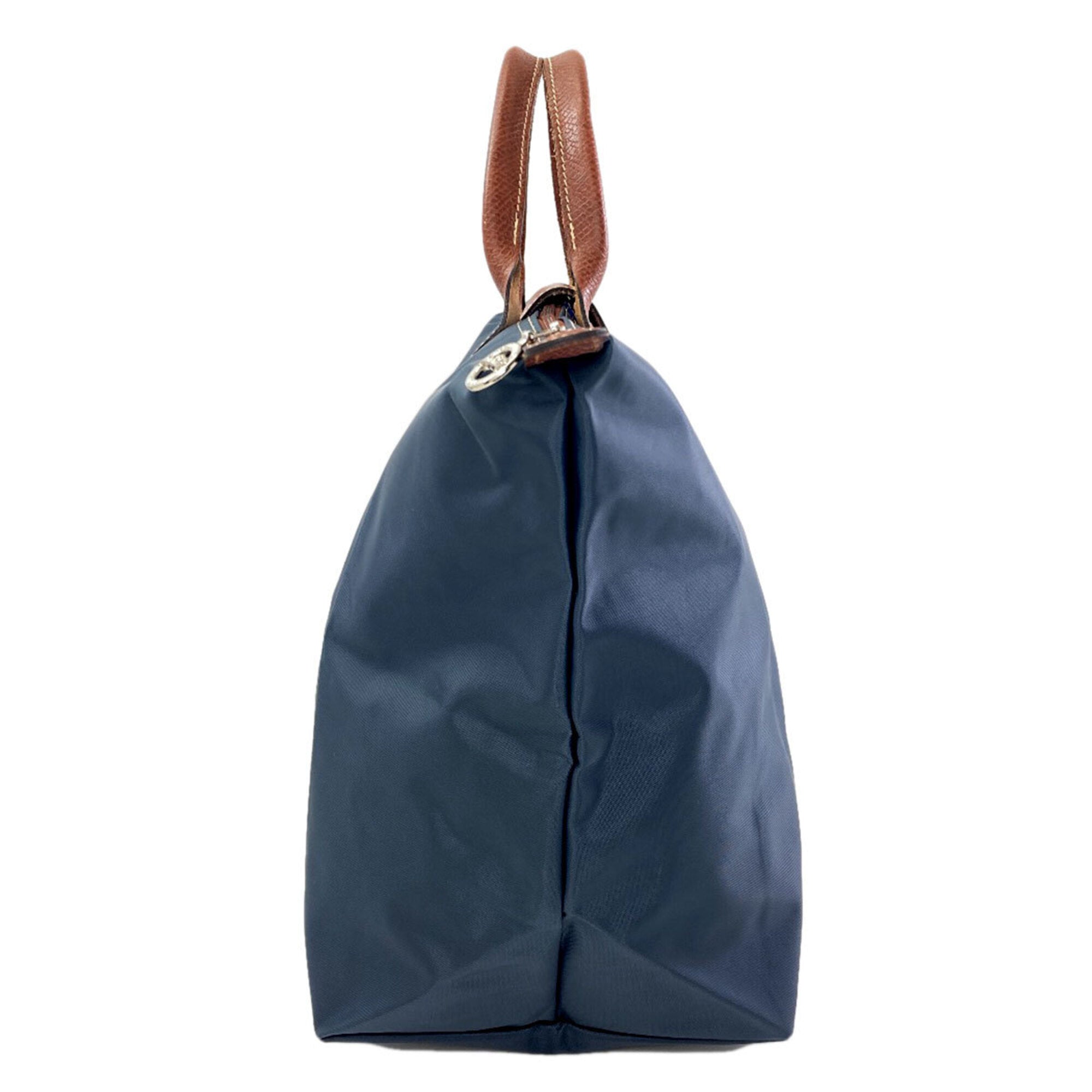 Longchamp Le Pliage Blue Brown Gray Nylon Handbag (Pre-Owned)