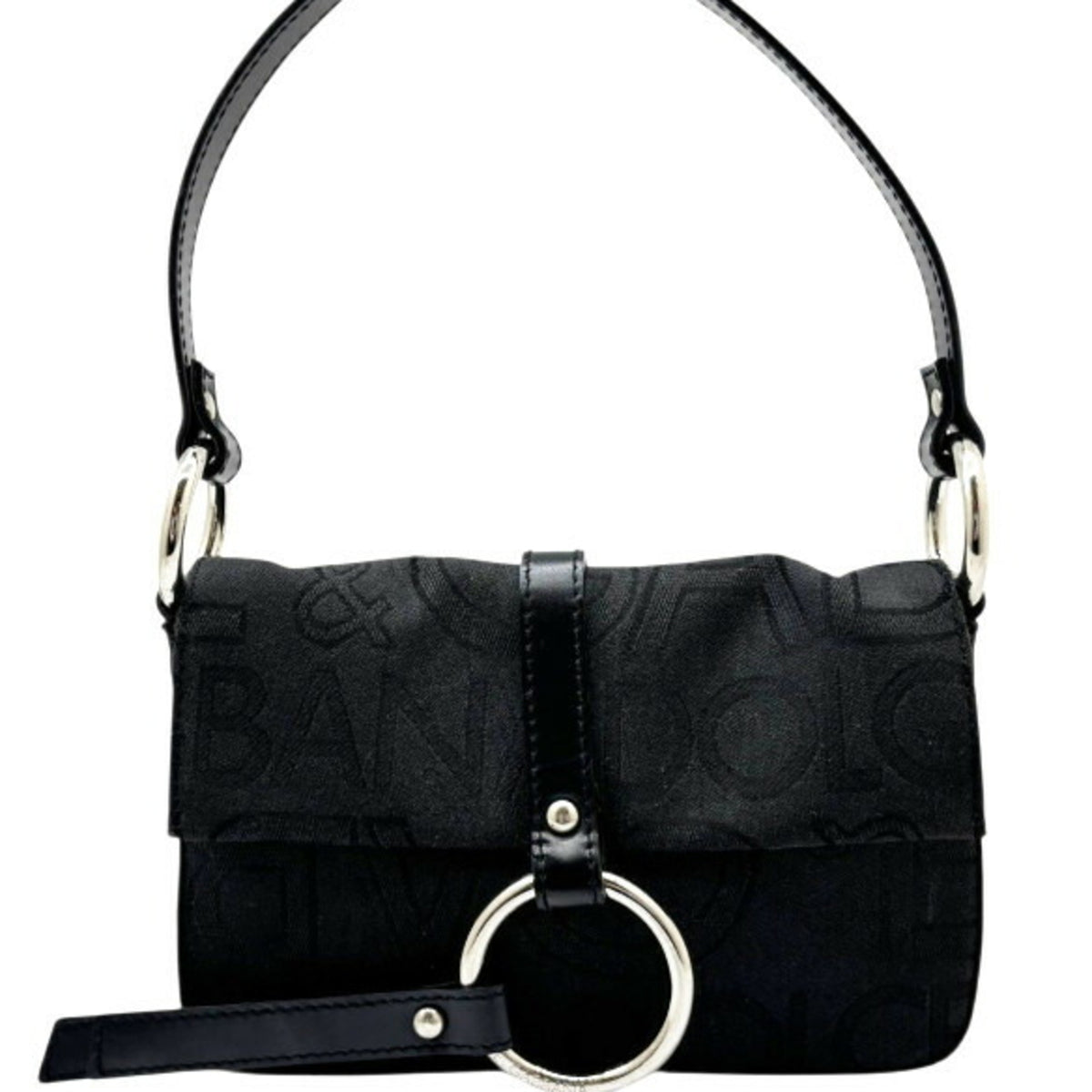Dolce & Gabbana Black Canvas Leather Handbag Pouch (Pre-Owned)