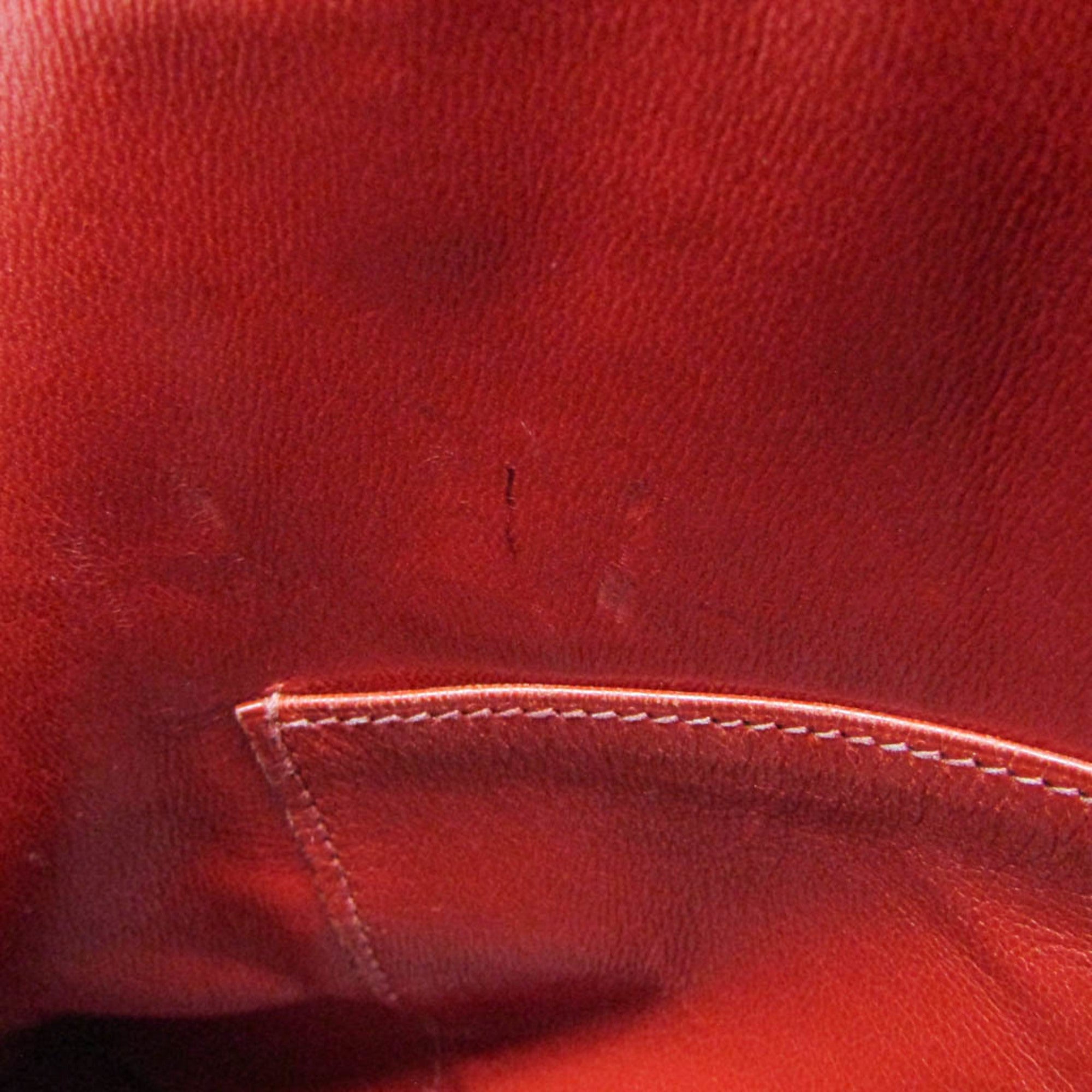 Hermes Red Color Courchevel Leather Handbag (Pre-Owned)