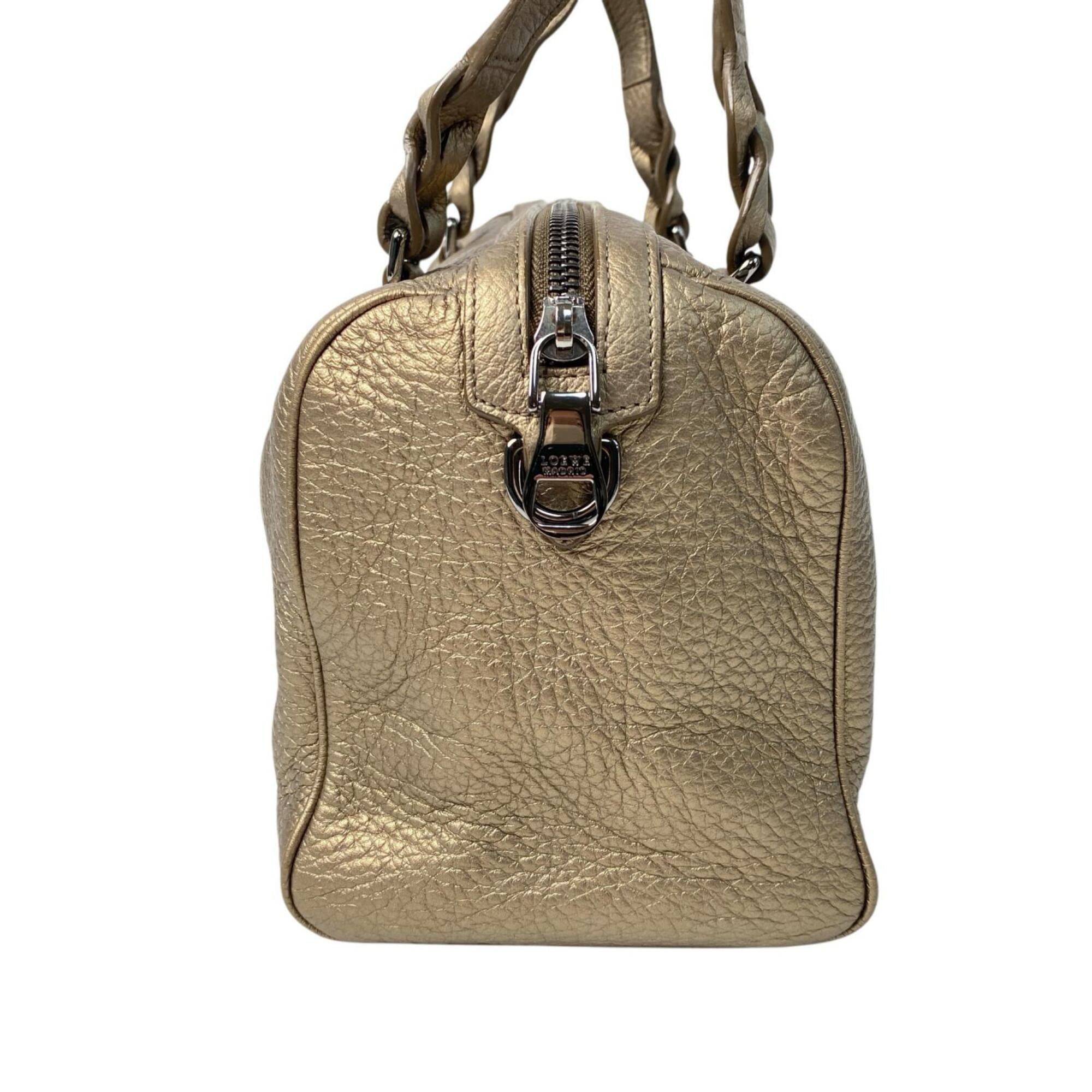 Loewe Gold Leather Boston Bag Handbag (Pre-Owned)