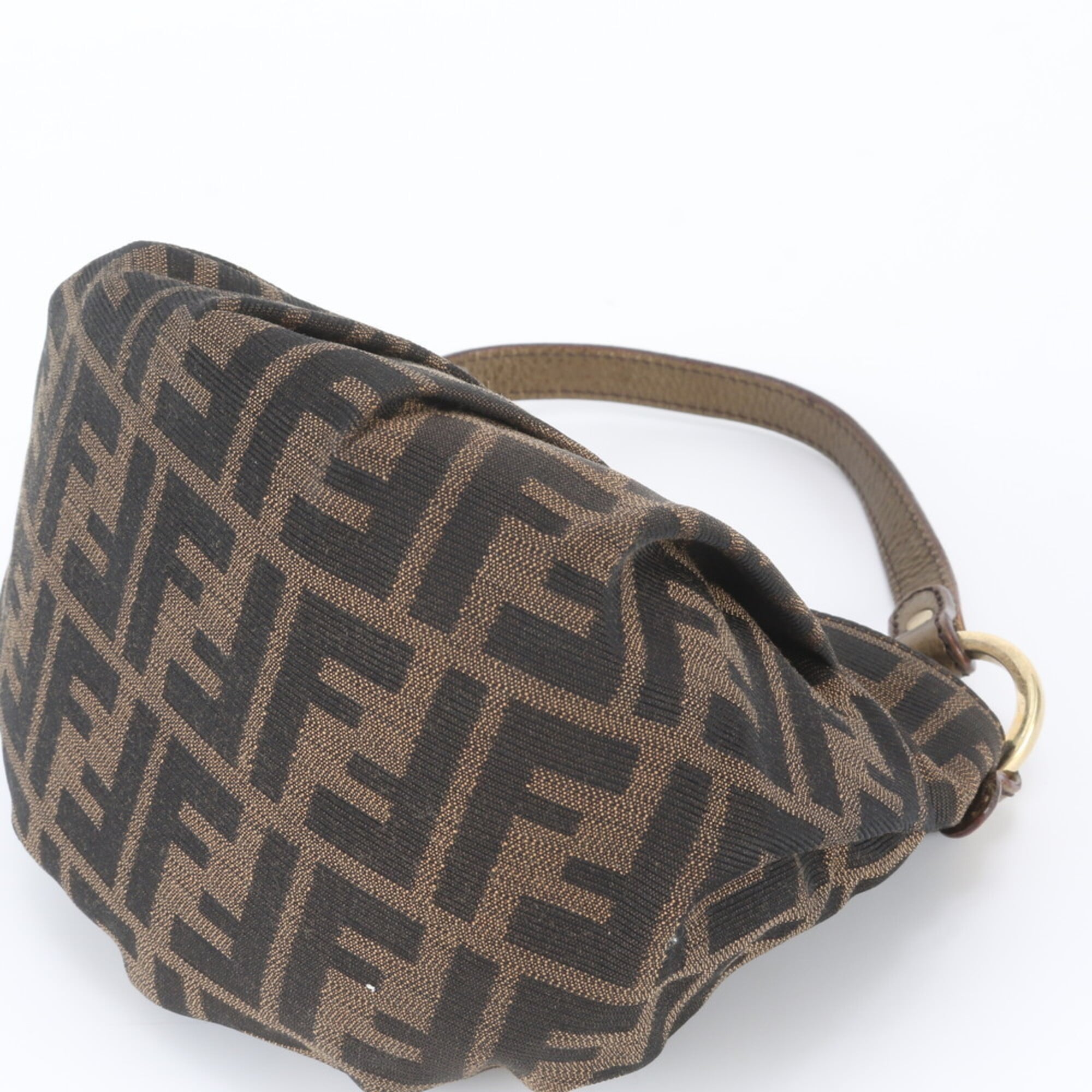 Fendi Brown Leather Canvas Handbag (Pre-Owned)