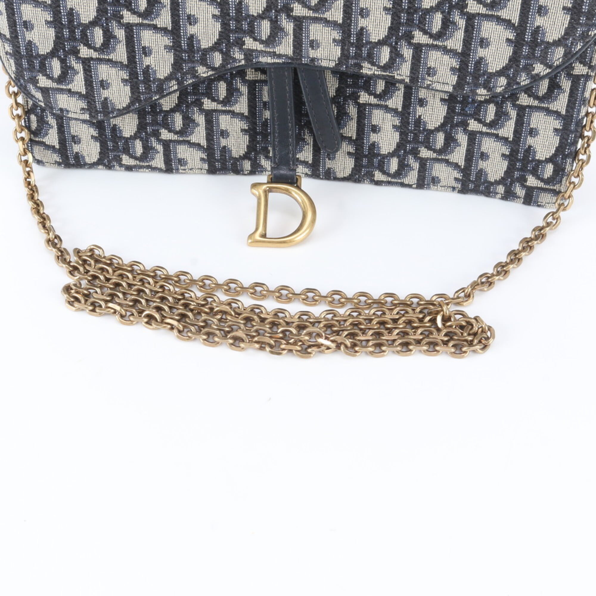 Christian Dior Navy Leather Canvas Clutch Bag Shoulder Bag (Pre-Owned)