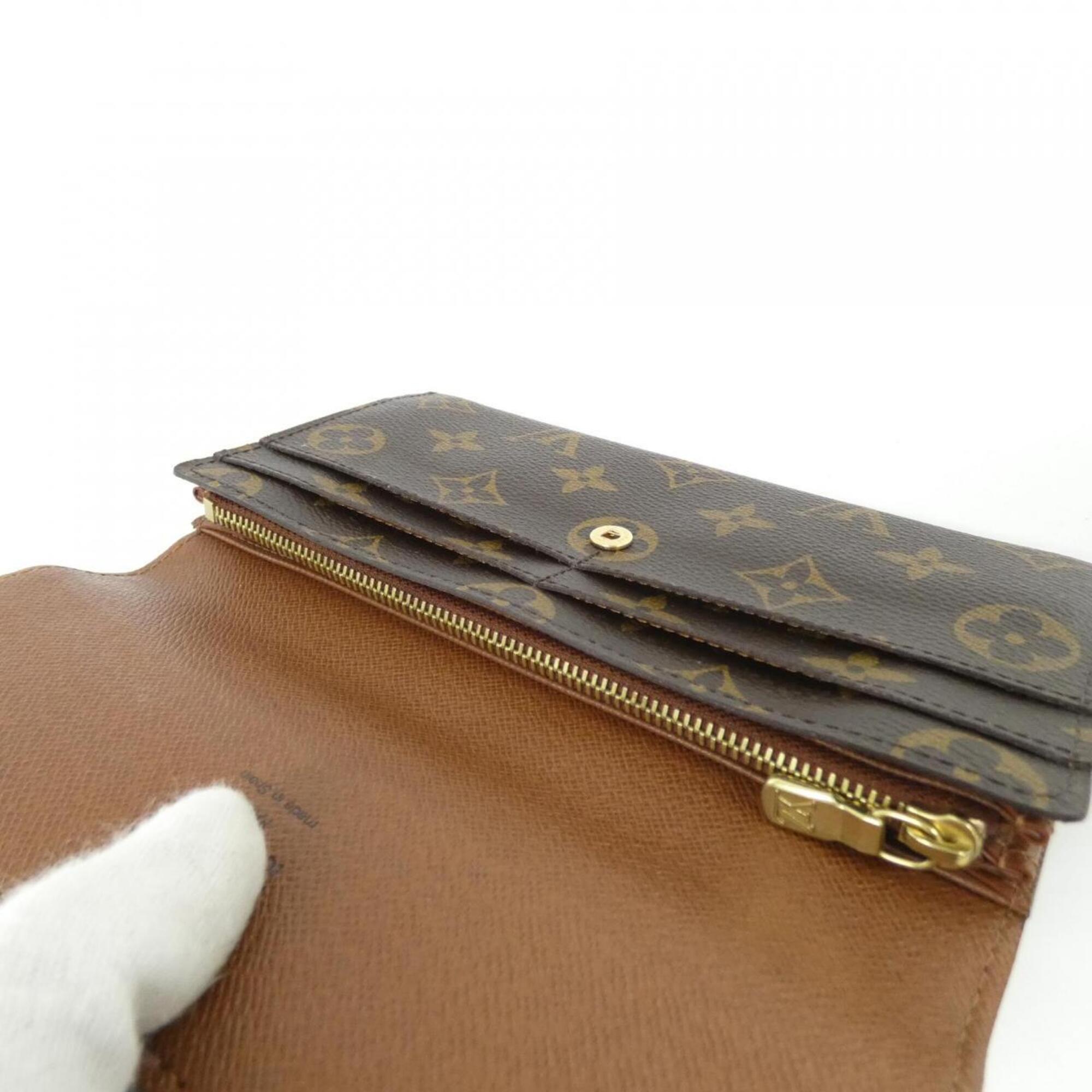 Louis Vuitton Brown Coated Canvas Long Wallet (Bi-Fold) (Pre-Owned)