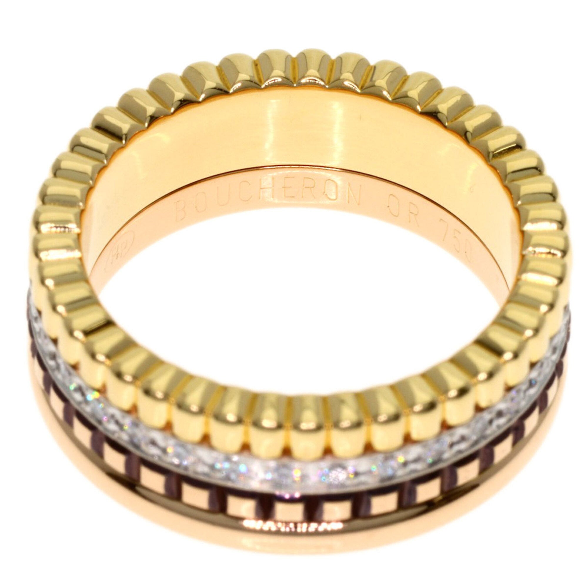 Boucheron Pink Gold White Gold Yellow Gold Yellow Gold (18K) Pink Gold (18K) White Gold (18K) Band Ring (Pre-Owned)