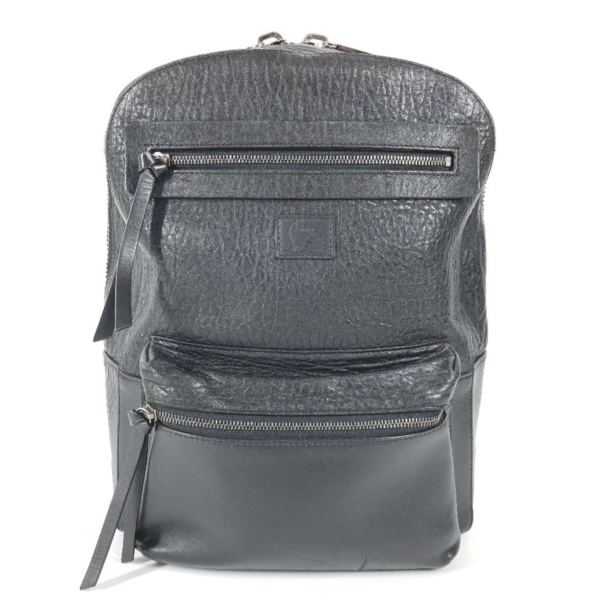 Christian Louboutin Black Red Color Leather Backpack (Pre-Owned)