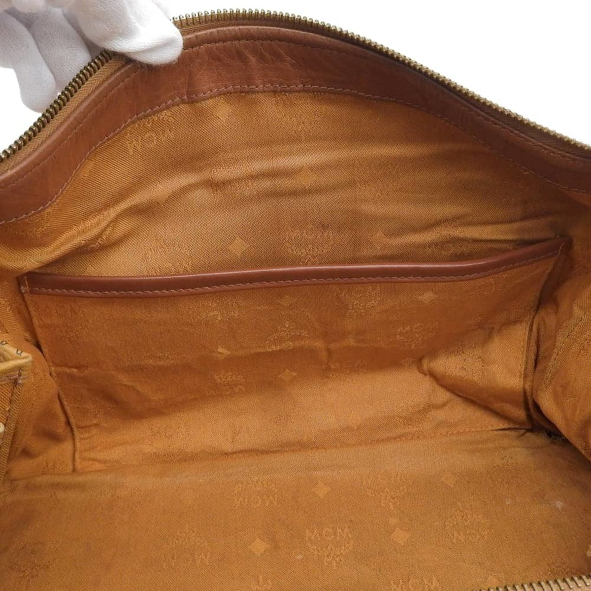 Mcm Visetos Brown Canvas Boston Bag Handbag (Pre-Owned)