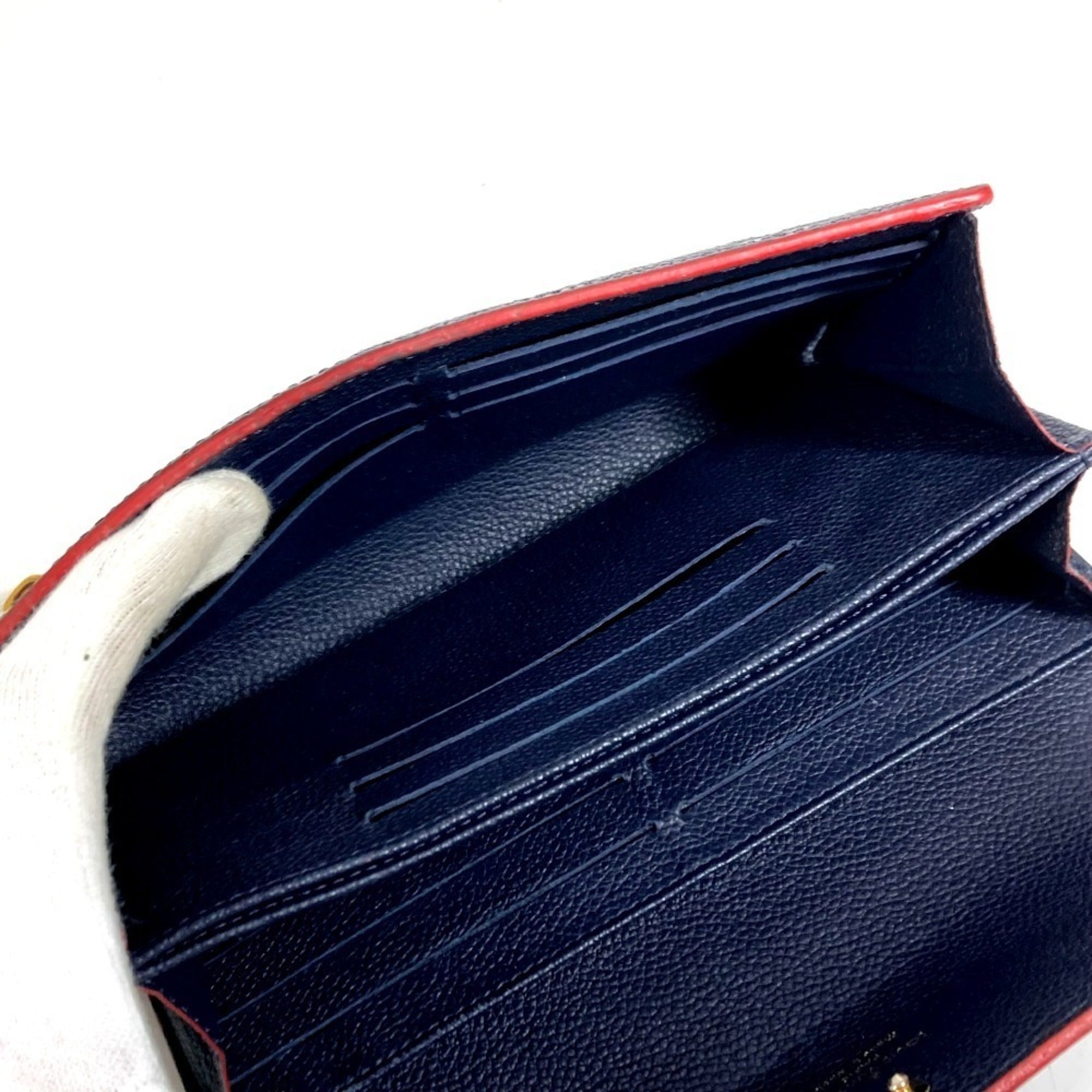 Louis Vuitton Galle Marine Rouge Navy Red Color Monogram Empreinte Long Bill Wallet (Bi-Fold) (Pre-Owned)
