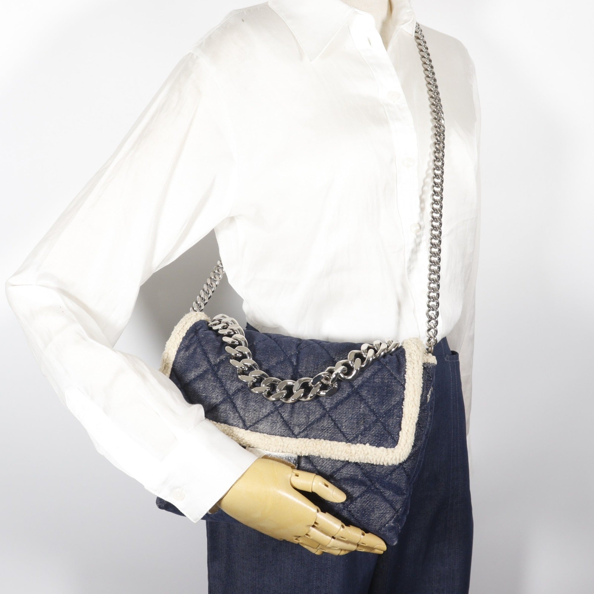 Stella Mccartney Blue Quilting Denim Shoulder Bag (Pre-Owned)
