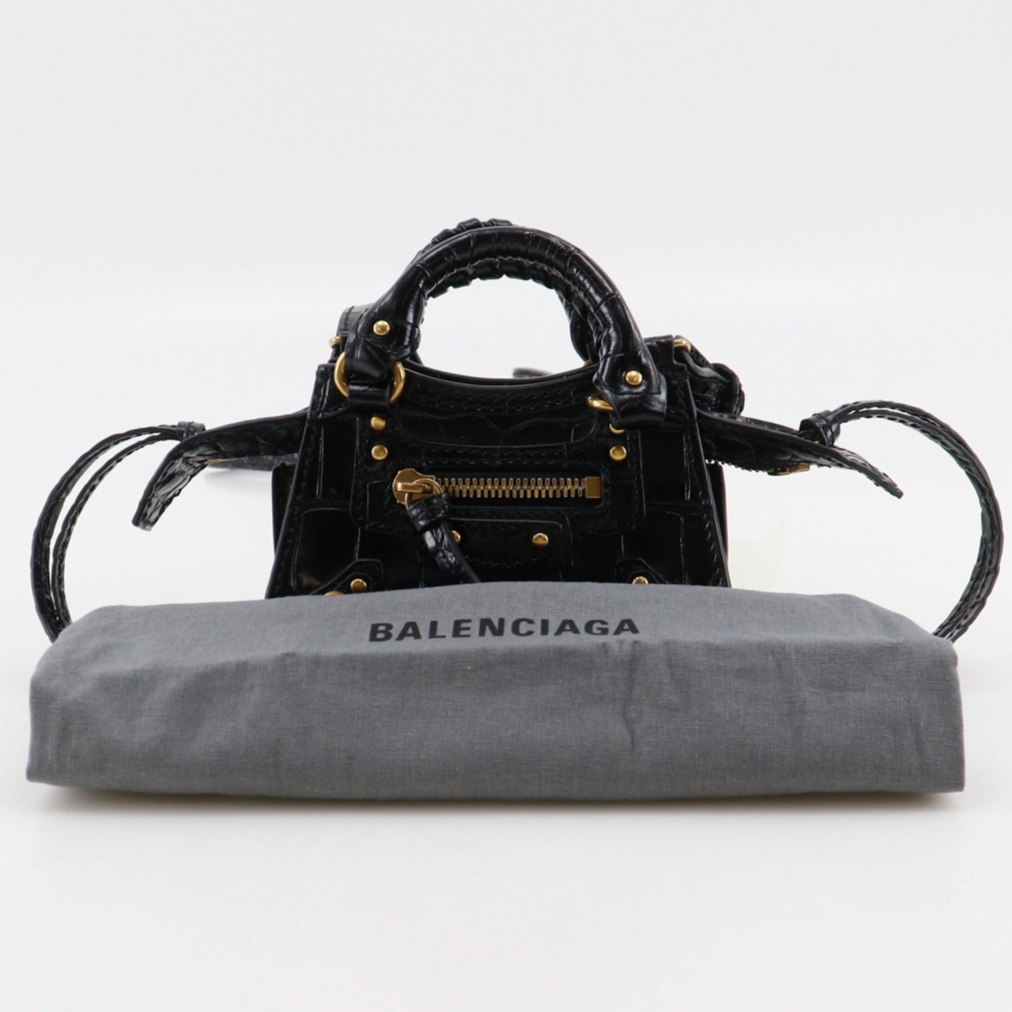 Balenciaga Black Leather Pochette Shoulder Bag (Pre-Owned)