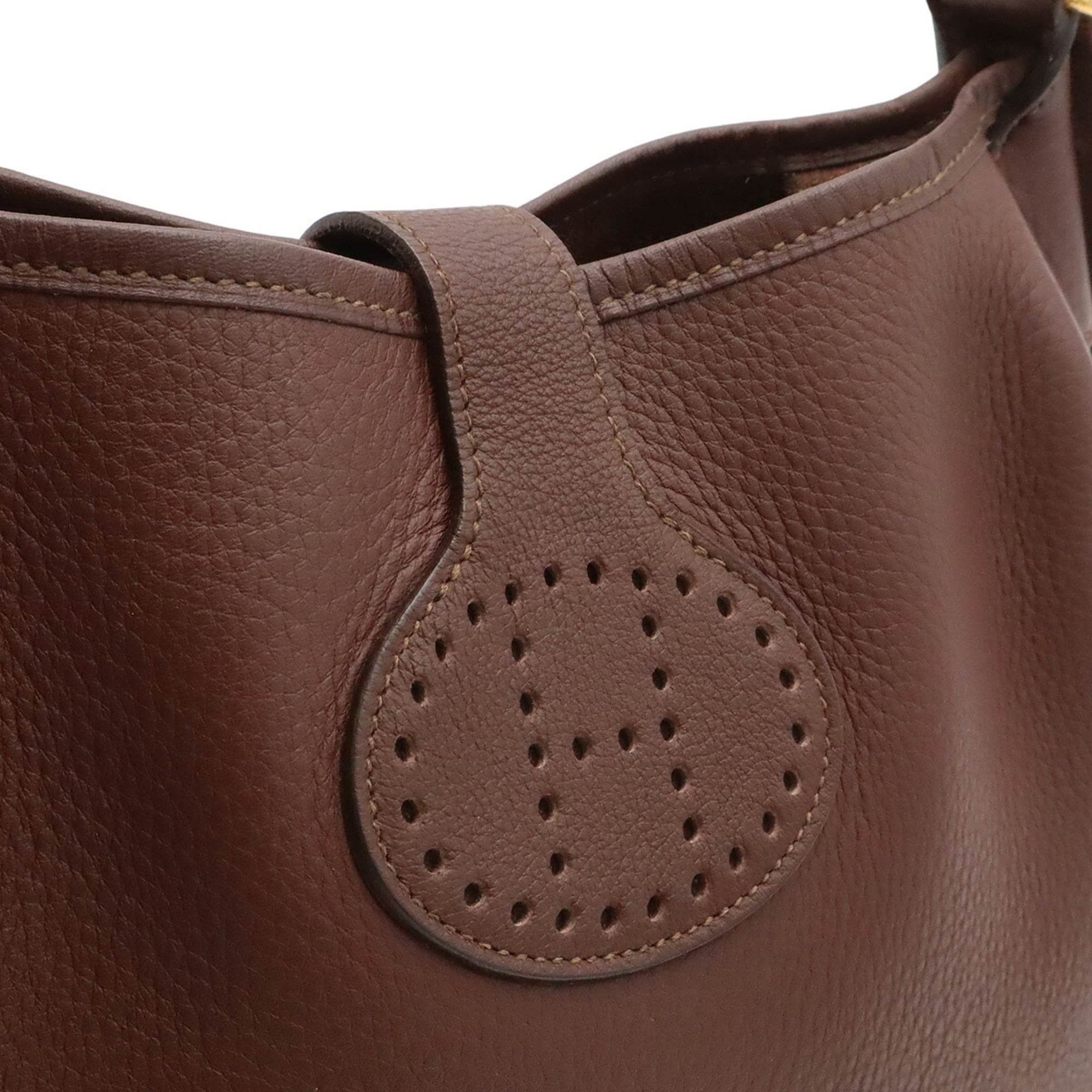 Hermes Bordeaux Brown Red Color Togo Leather Pochette Shoulder Bag (Pre-Owned)
