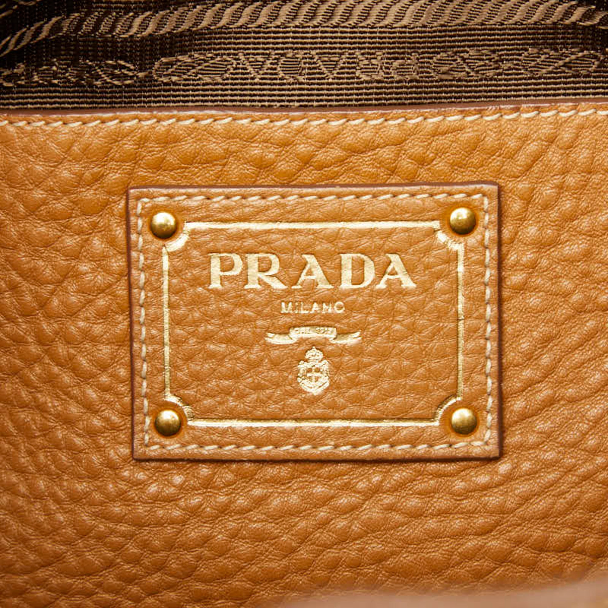 Prada Camel Leather Shoulder Bag Tote Bag (Pre-Owned)