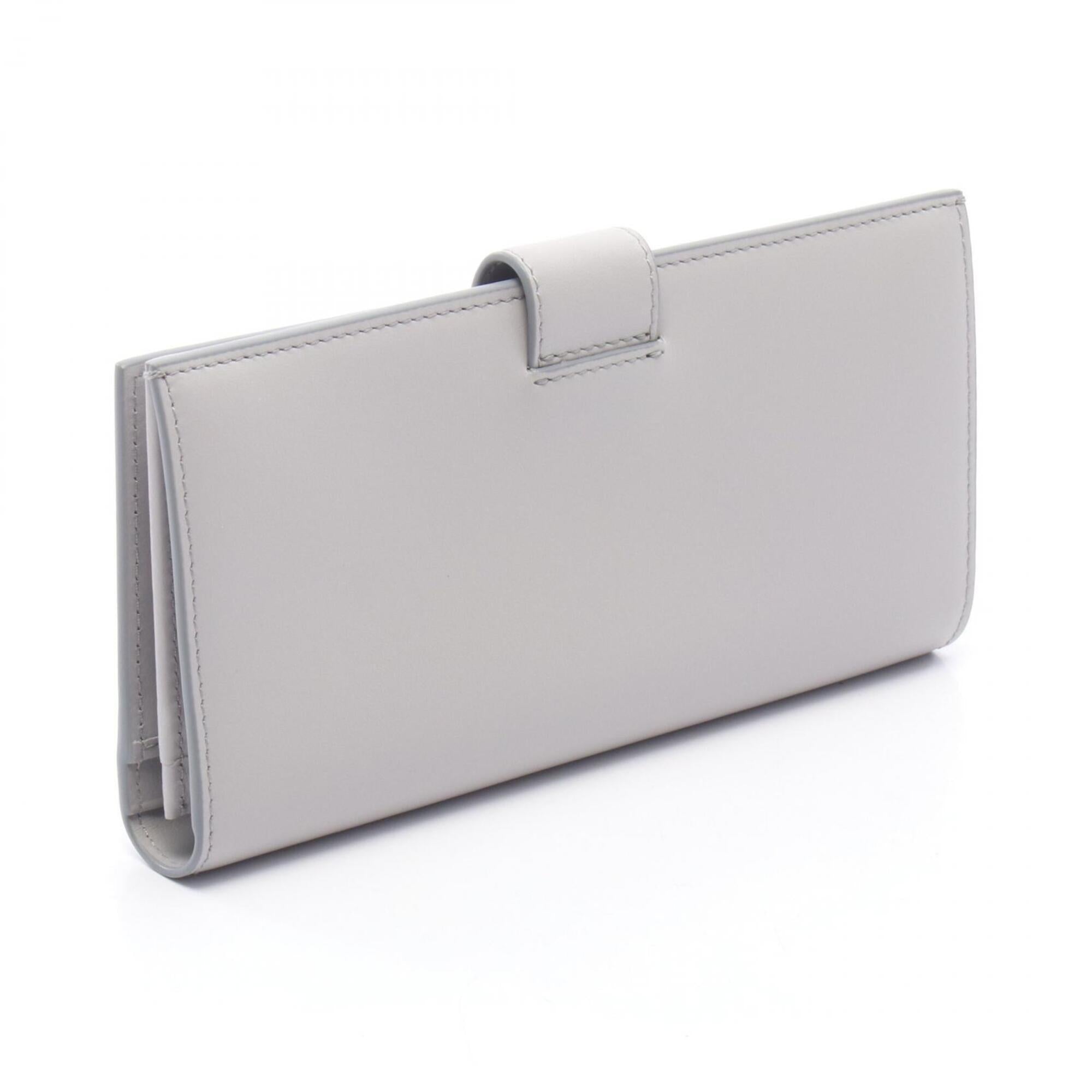 Prada Gray Leather Long Wallet (Bi-Fold) (Pre-Owned)