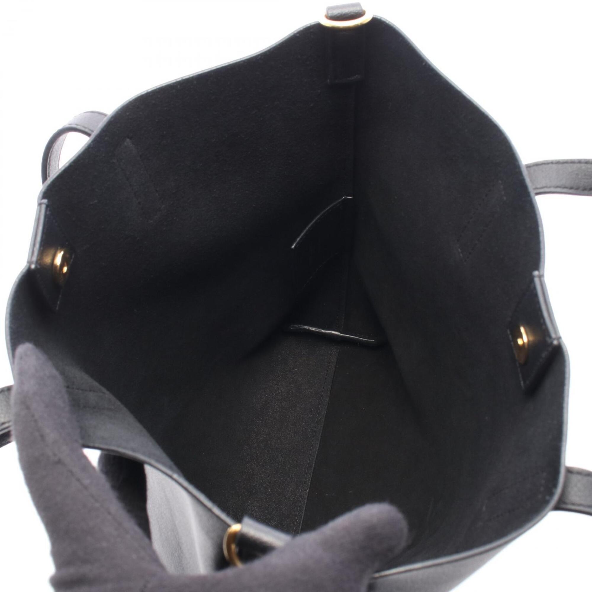 Saint Laurent Black Leather Handbag Tote Bag (Pre-Owned)