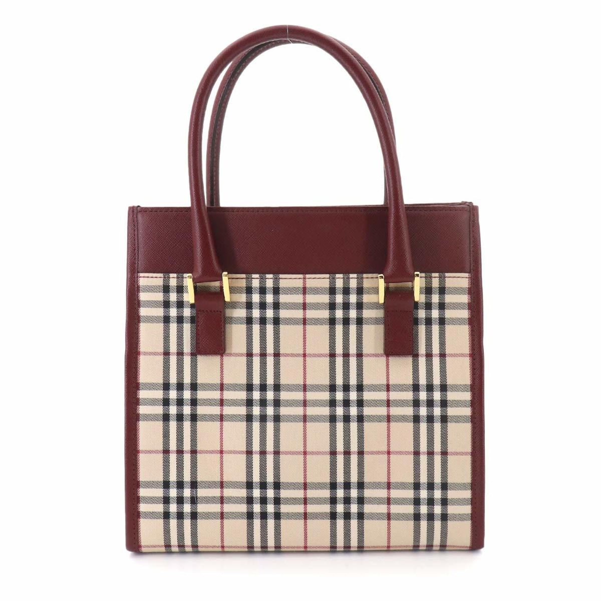 Burberry Beige Bordeaux Canvas Leather Handbag (Pre-Owned)